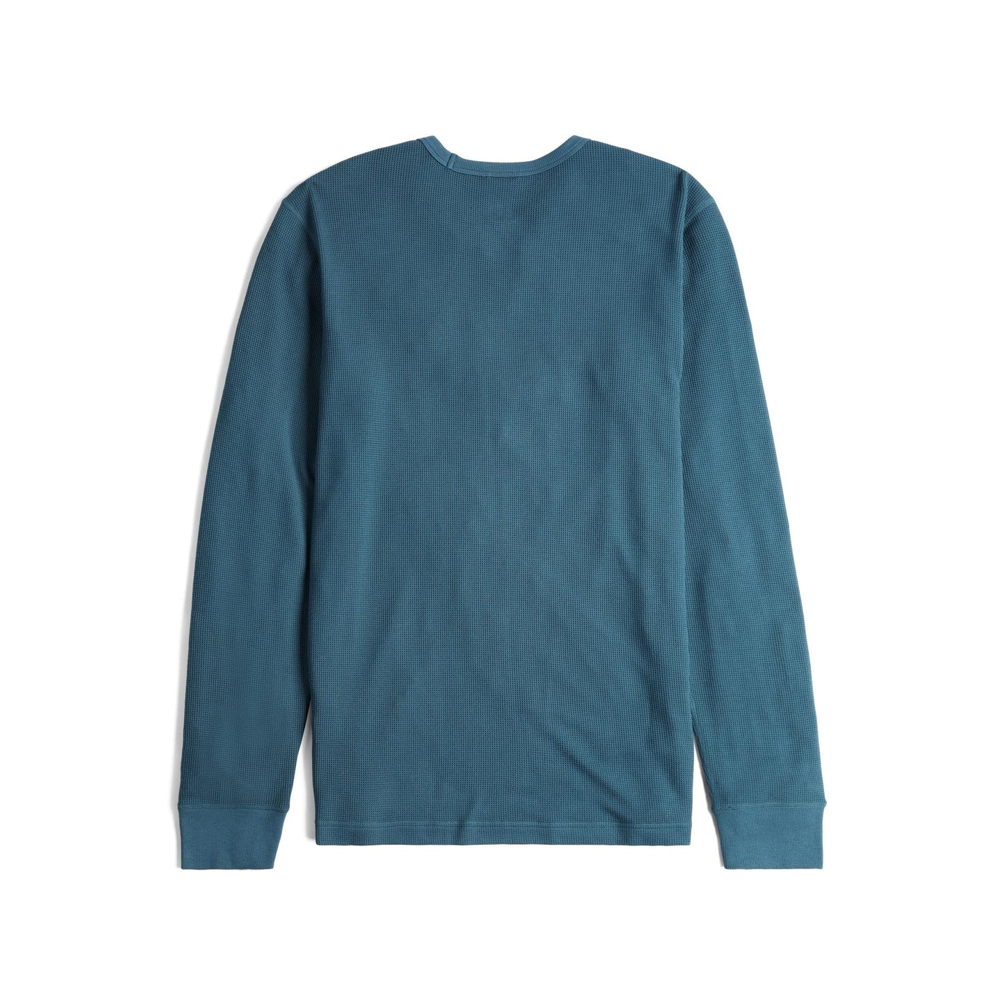 Back View of Topo Designs Global Waffle Crew - Men's in "Pond Blue"