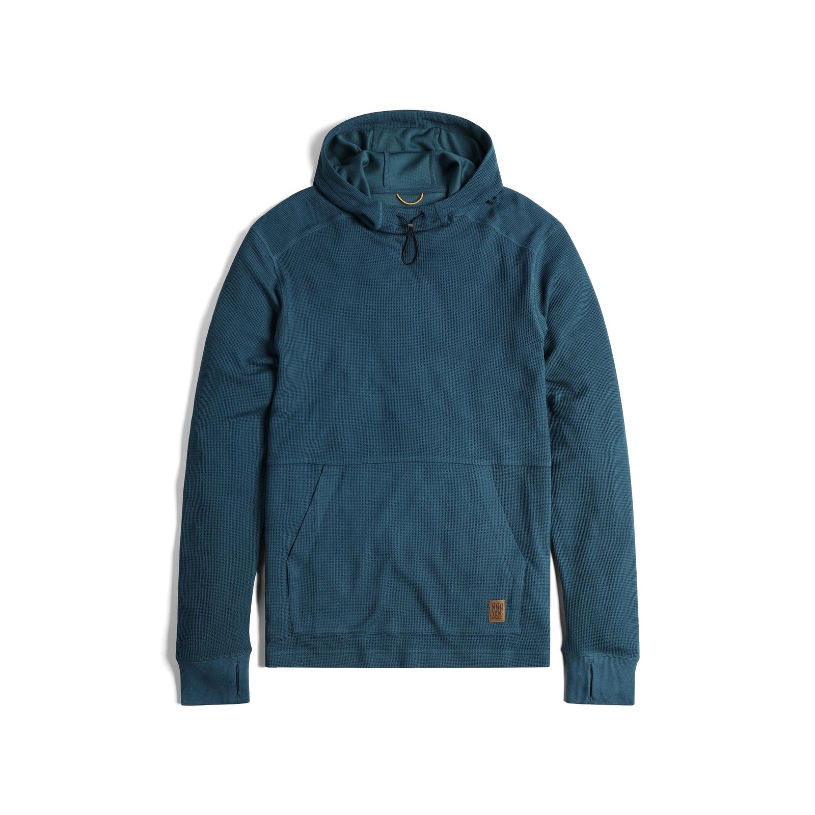 Front View of Topo Designs Global Waffle Hoodie - Men's in "Pond Blue"