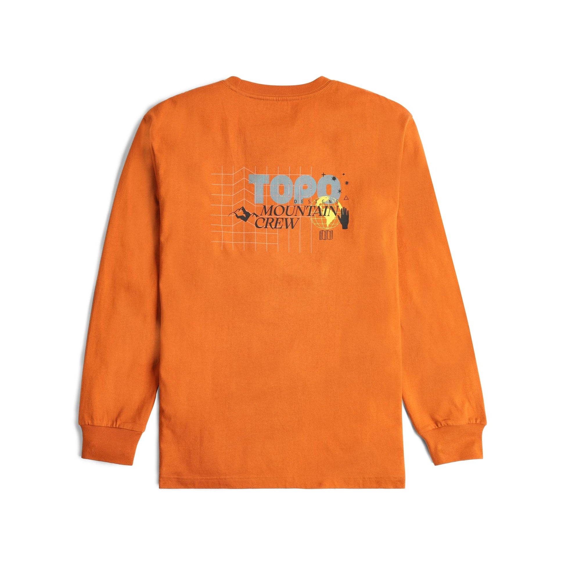 Back View of Topo Designs Mountain Crew Tee Long Sleeve - Men's in "Clay"