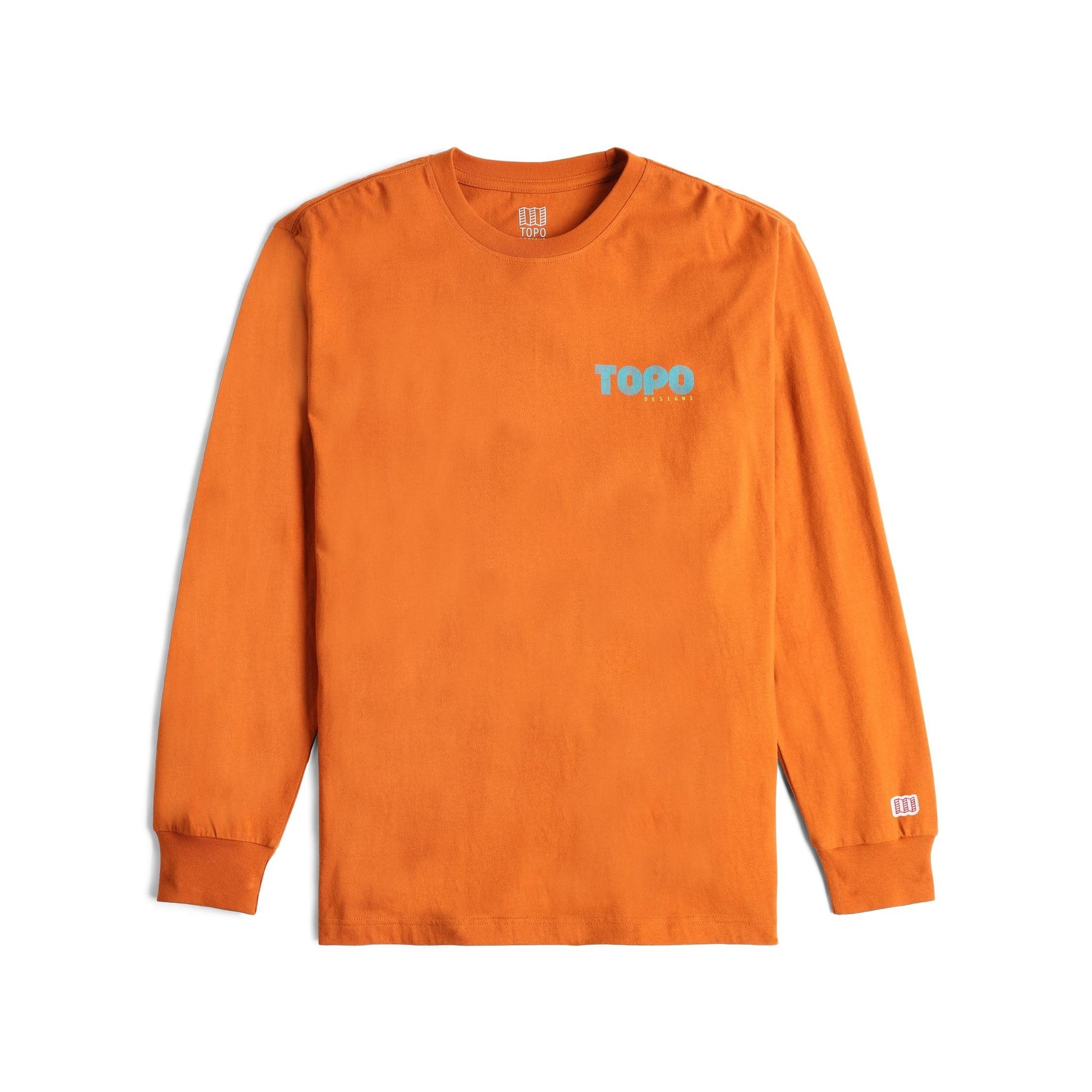 Front View of Topo Designs Mountain Crew Tee Long Sleeve - Men's in "Clay"