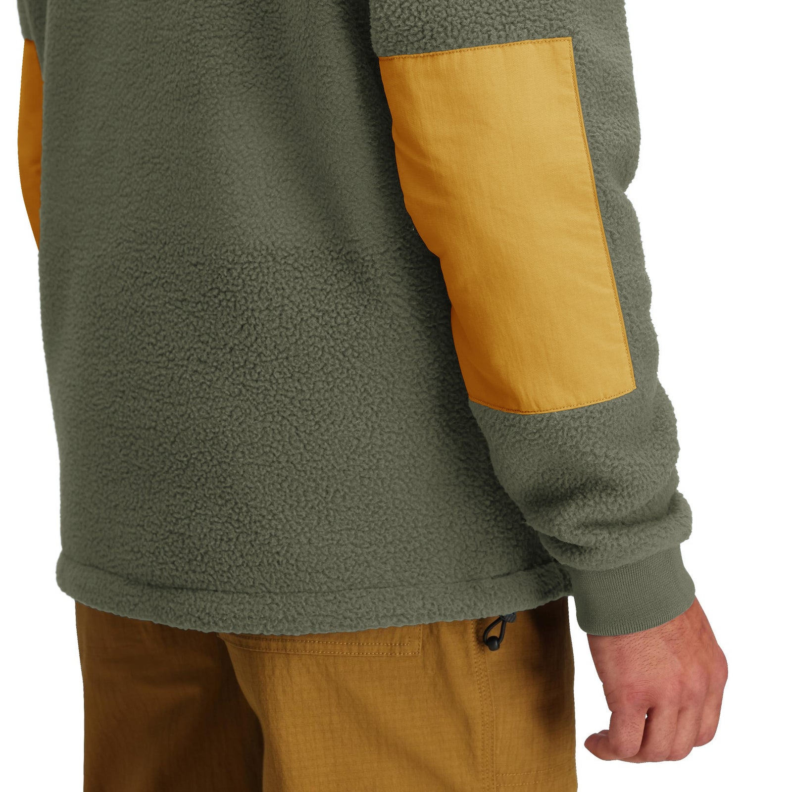 General detail shot of Topo Designs Summit Rise Full Zip Jacket - Men's in "Beetle / Dark Khaki"