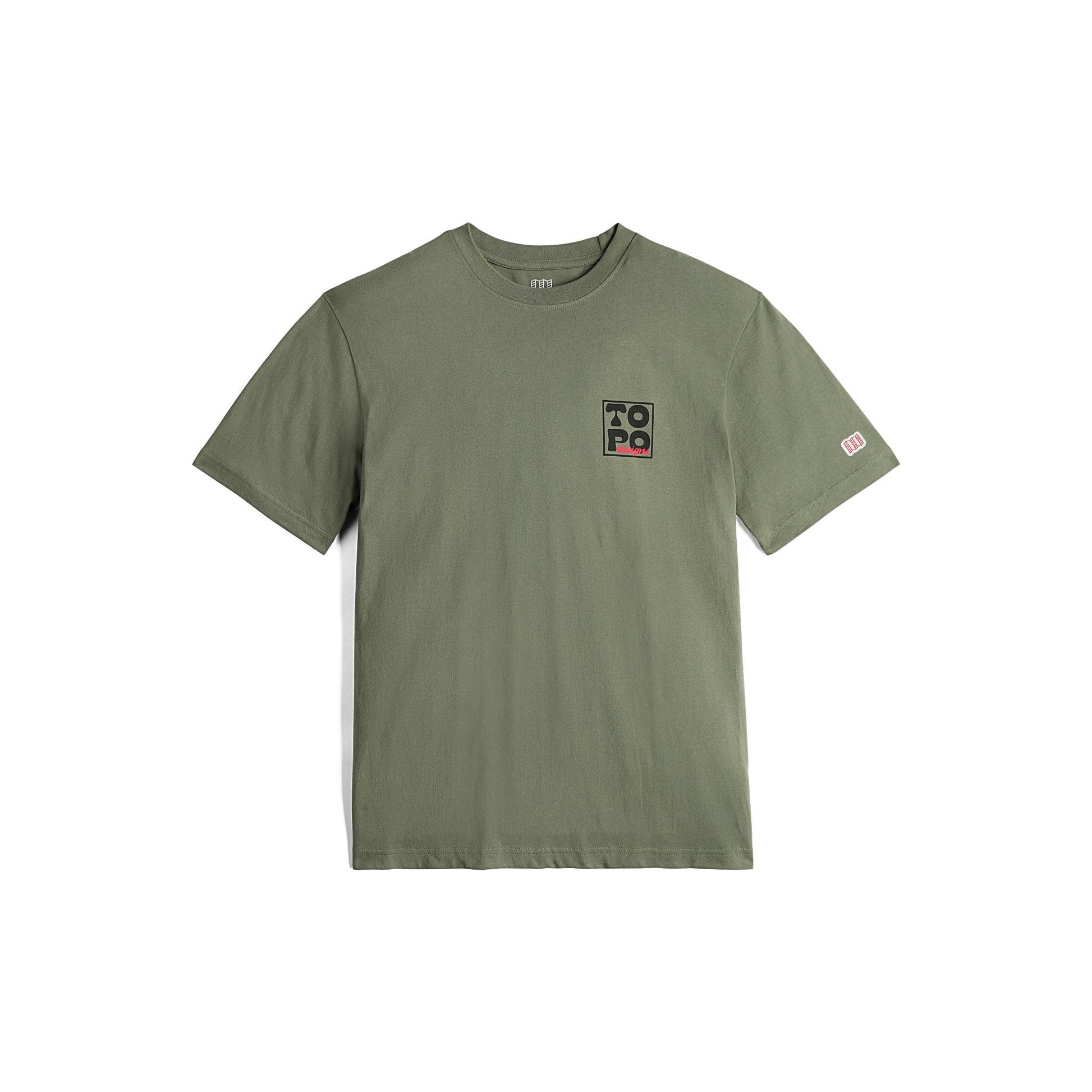 Front View of Topo Designs Virtual Peak Tee - Men's in "Beetle"