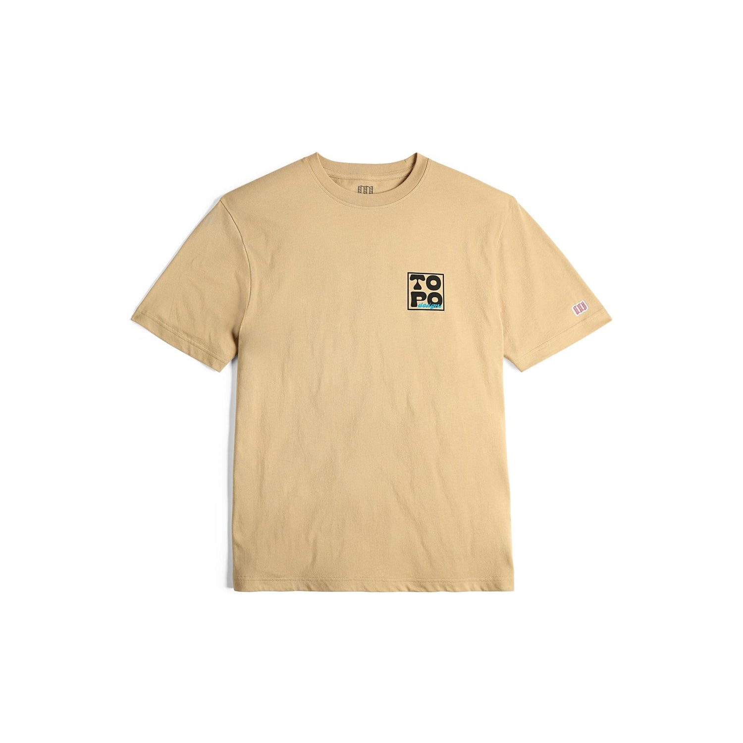 Front View of Topo Designs Virtual Peak Tee - Men's in "Sahara"