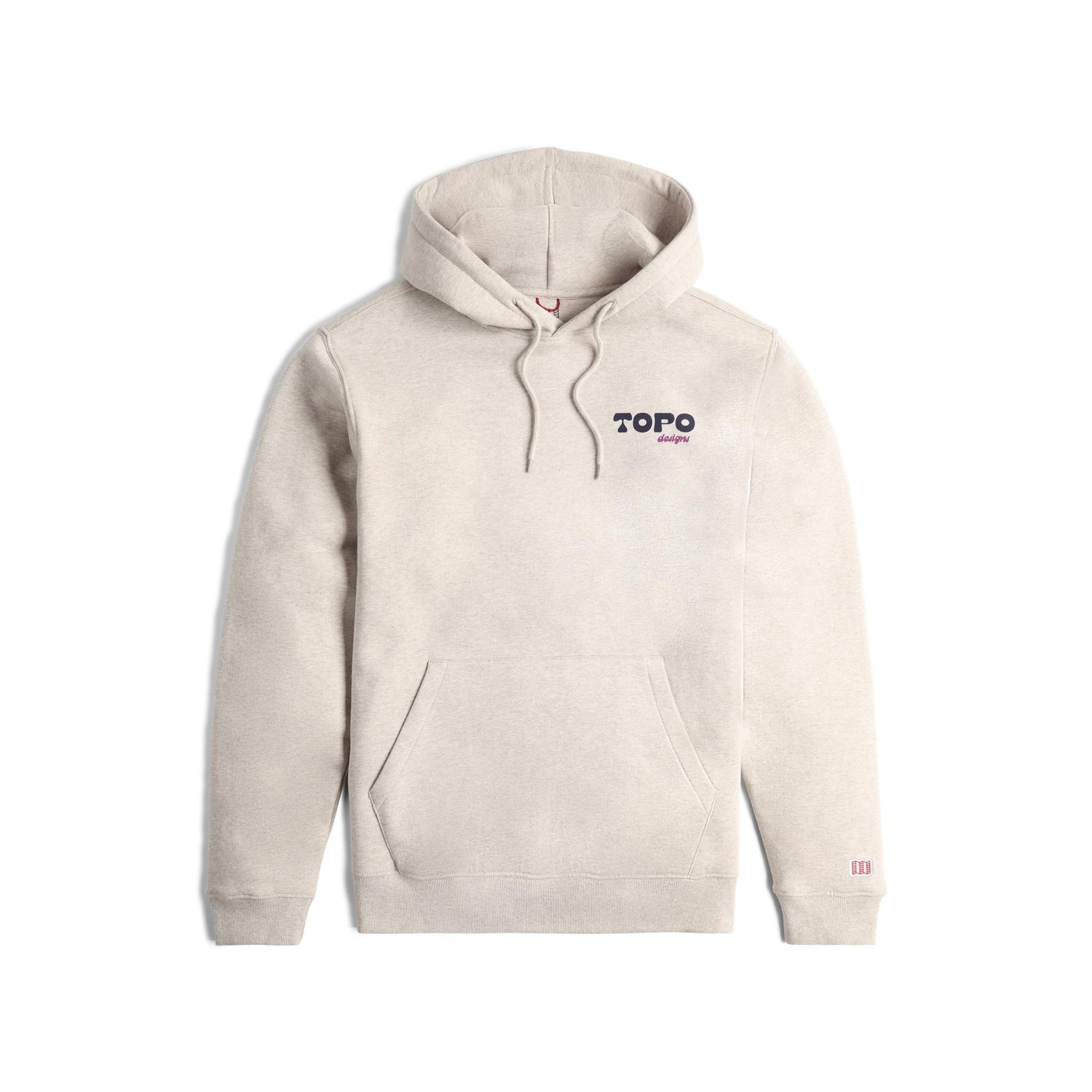 Front View of Topo Designs Alpine High Hoodie - Heat Waves in "Oatmeal Heather"