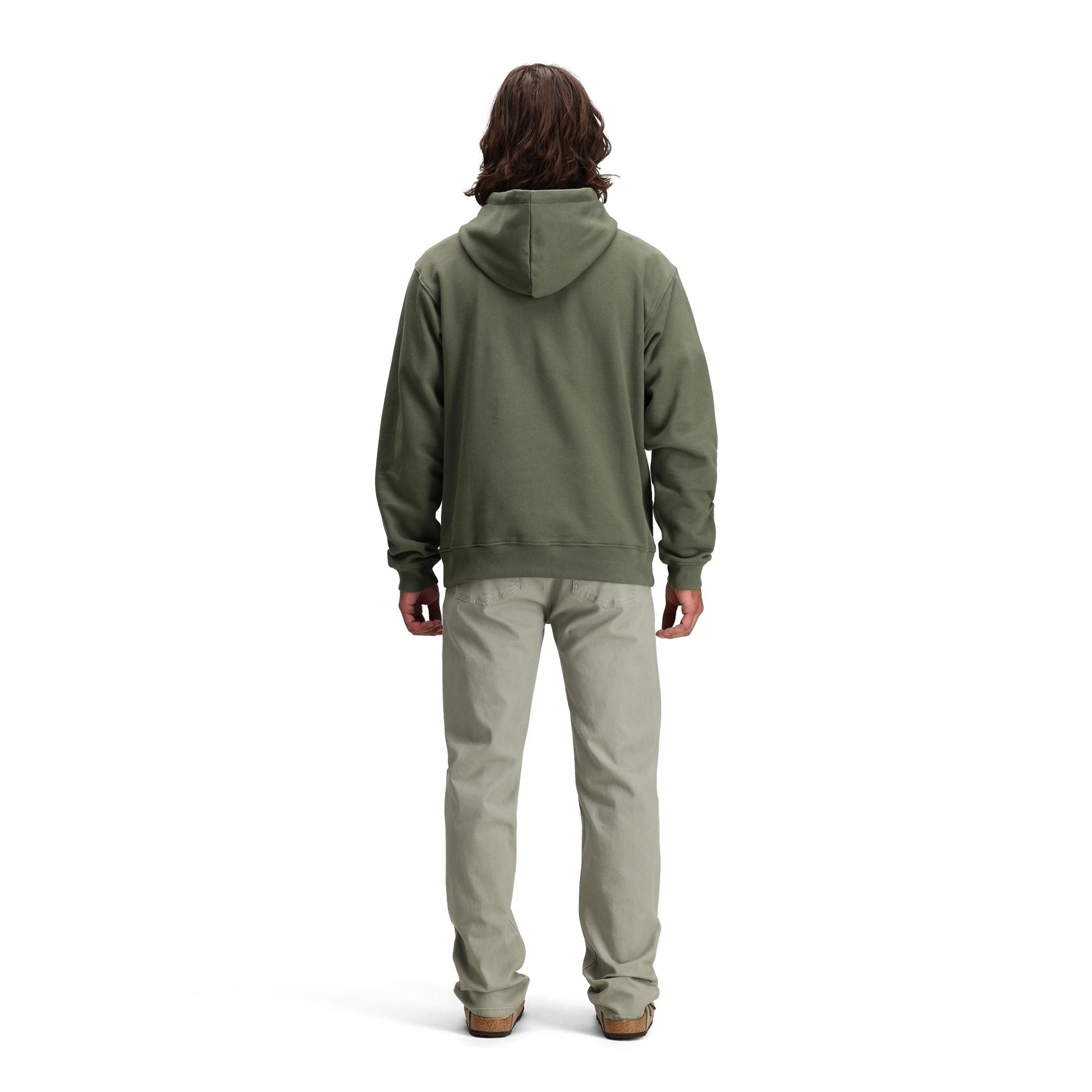 General back model shot of Topo Designs Dirt 5-Pocket Pants - Men's in "Dried Sage"