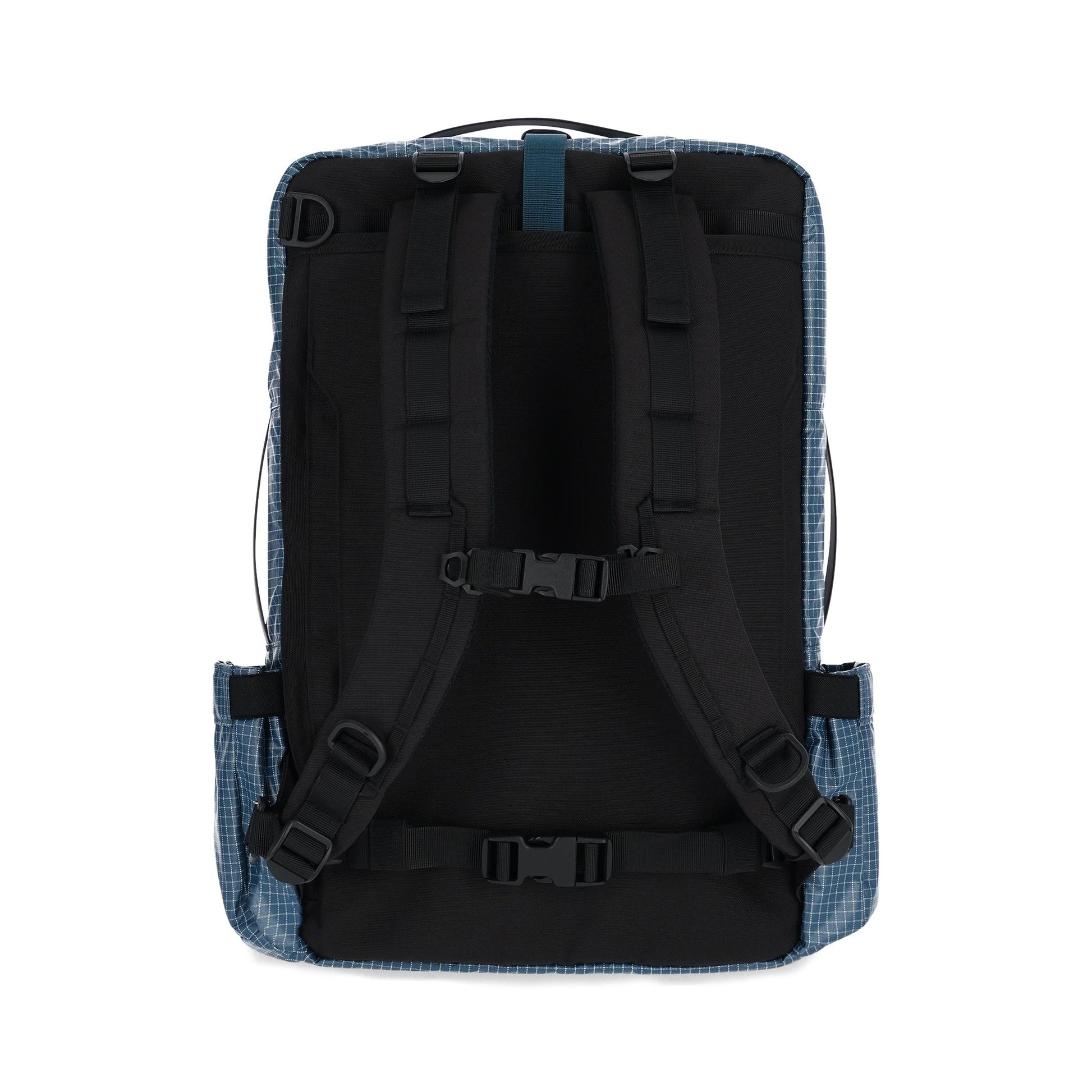 Back View of Topo Designs Apex Travel Bag 30L  in "Pond Blue Grid"