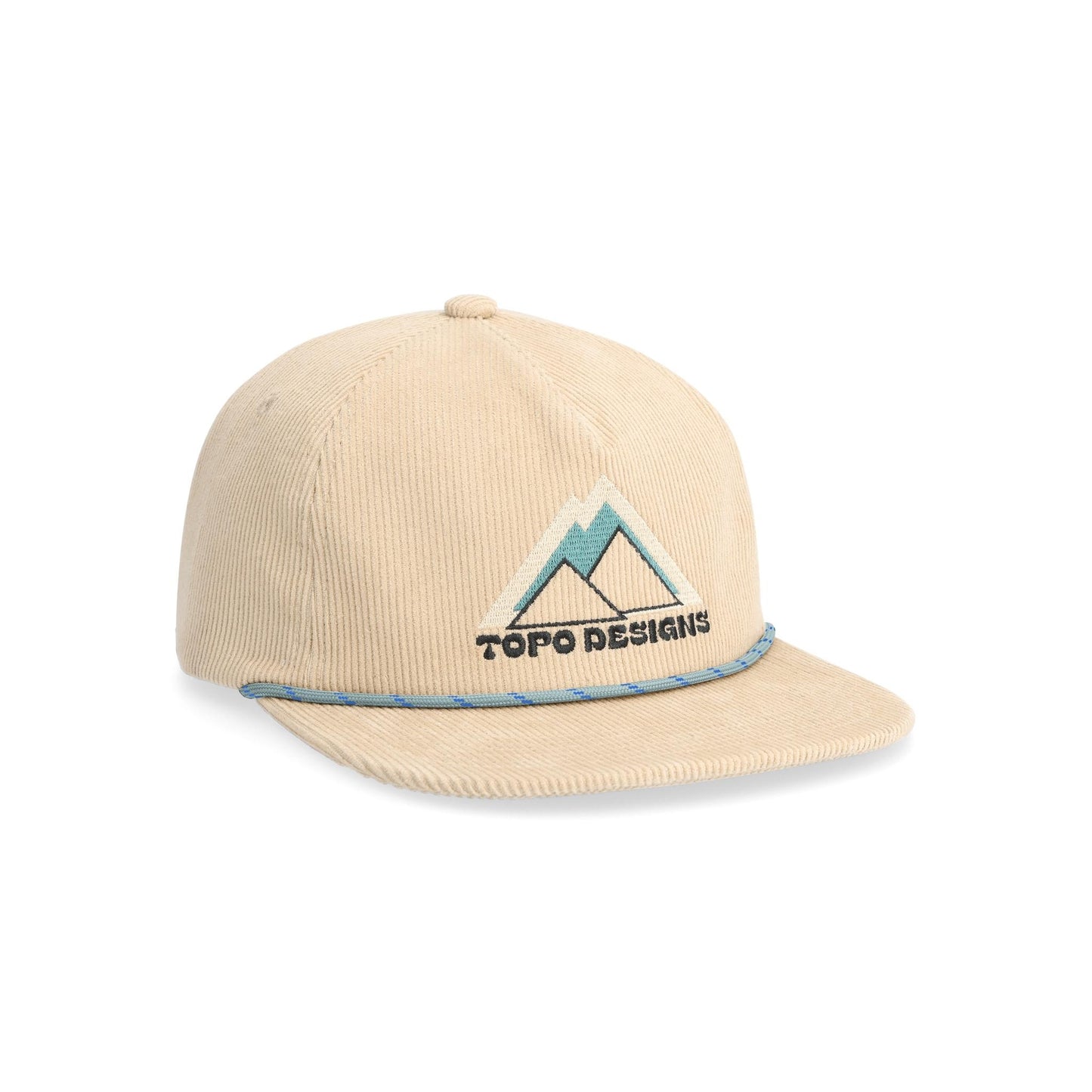 Front View of Topo Designs Corduroy Trucker Hat - Peak Shadow in "Tan"