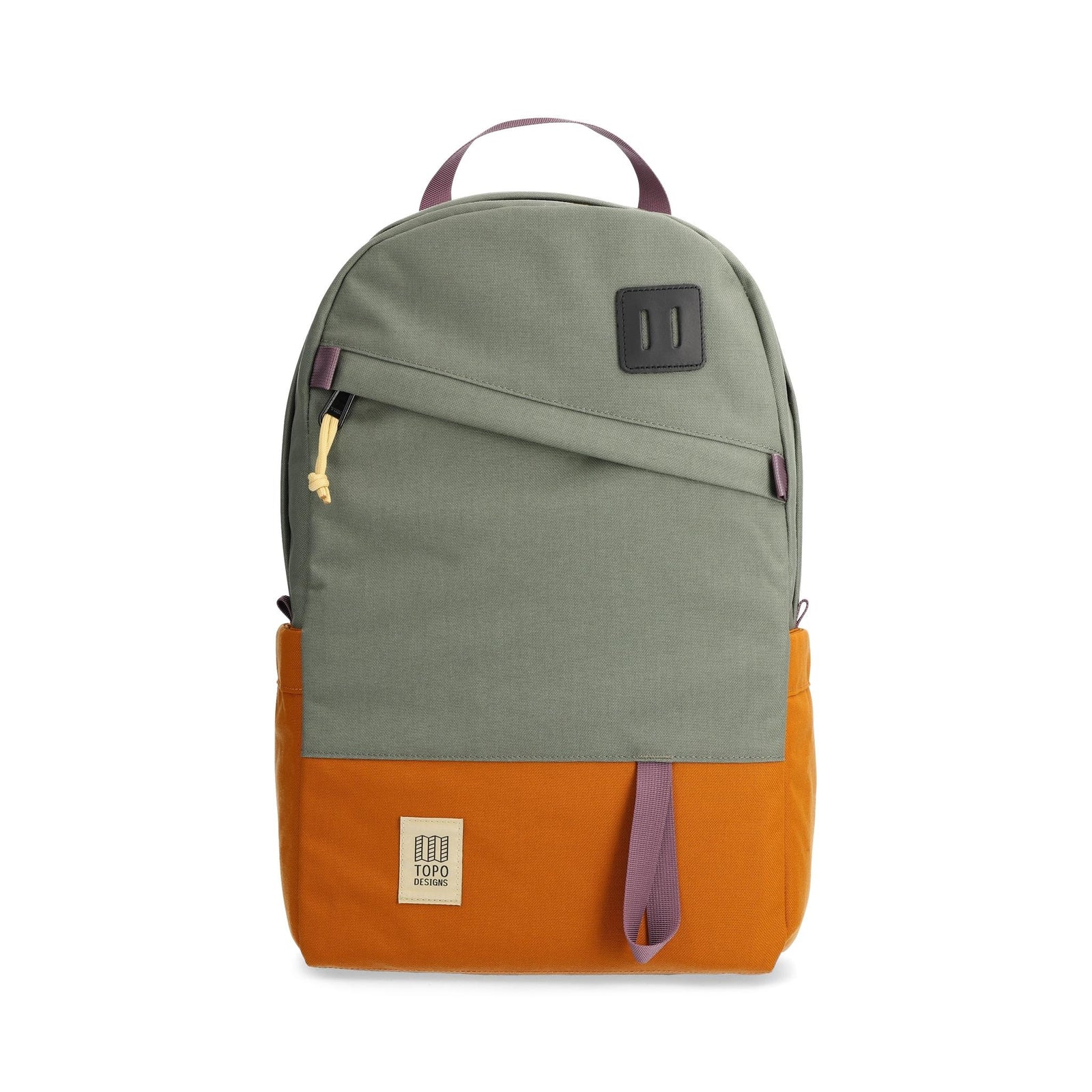 Front View of Topo Designs Daypack Classic in "Beetle / Spice"