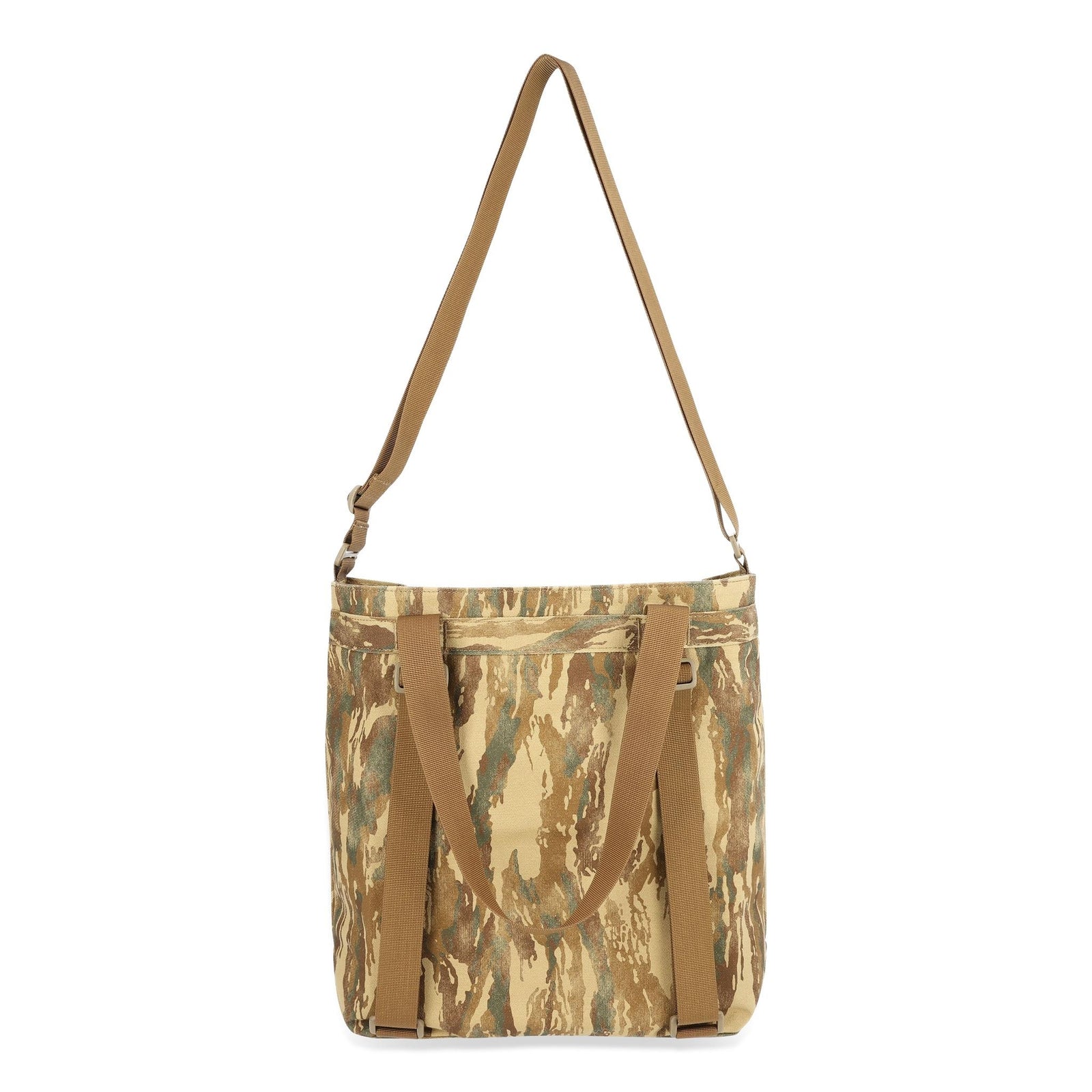 Back View of Topo Designs Dirt Tote Bag in "Dirt Camo Print"