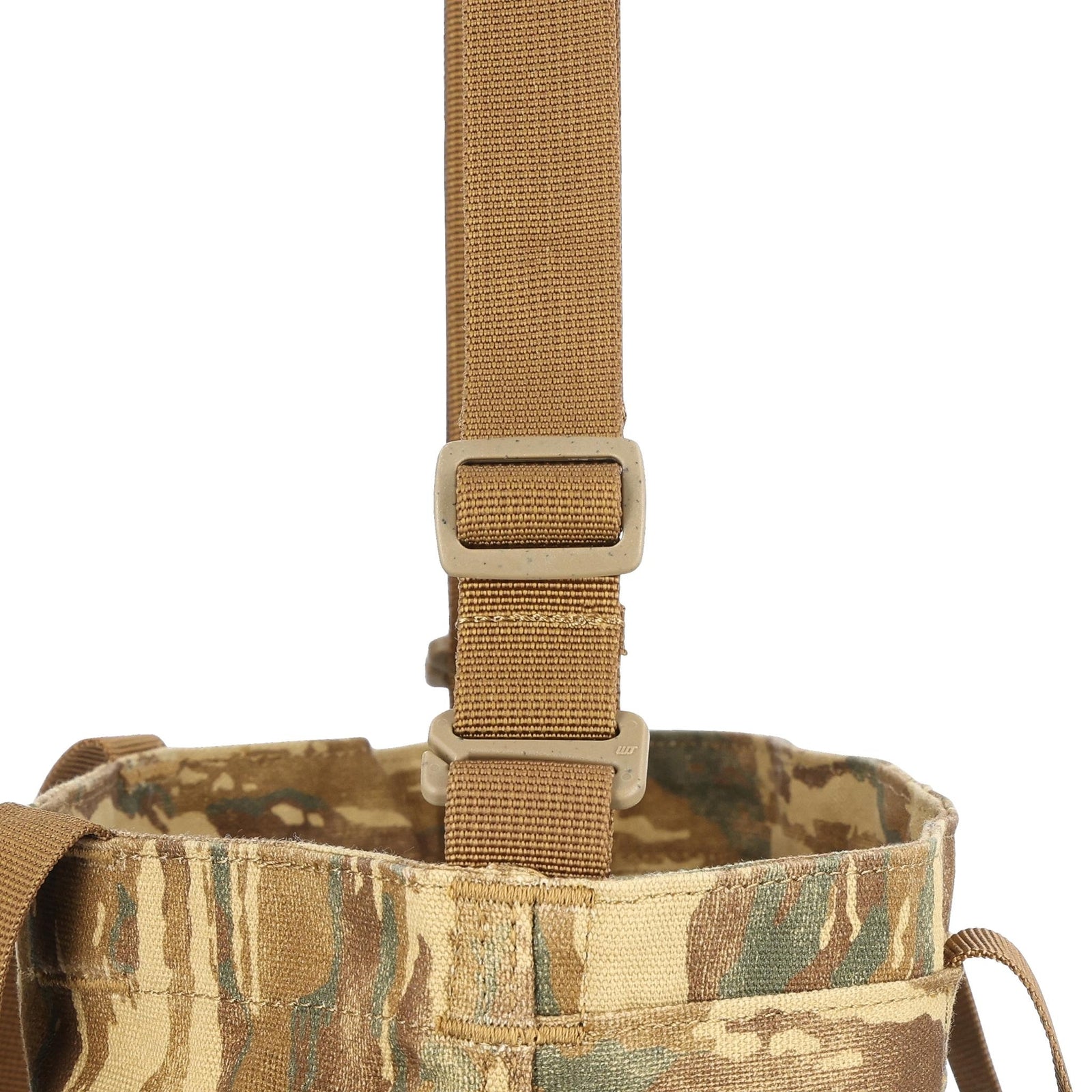 Detail shot of Topo Designs Dirt Tote Bag in "Dirt Camo Print"