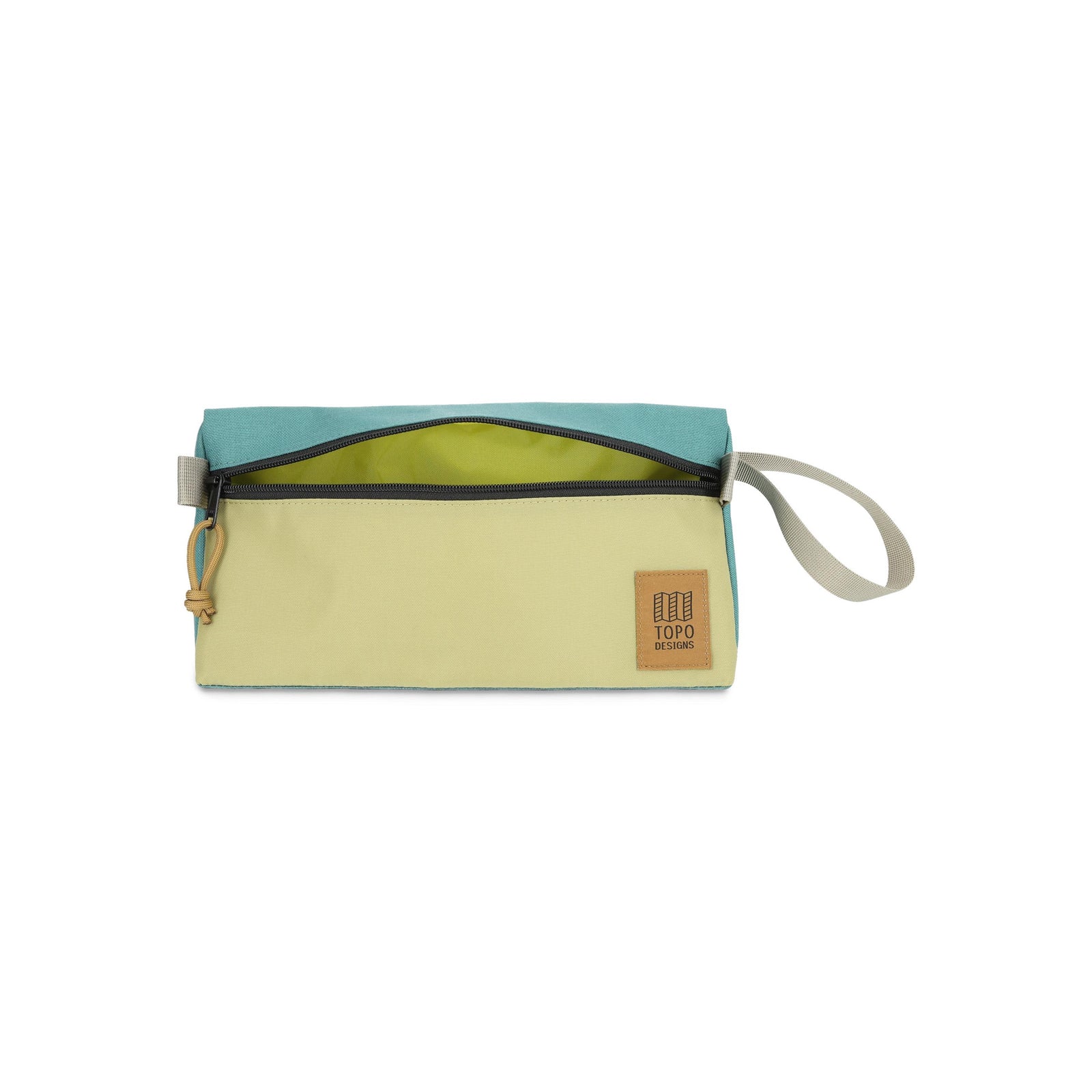 Front View of Topo Designs Dopp Kit in "Caribbean / Moss"