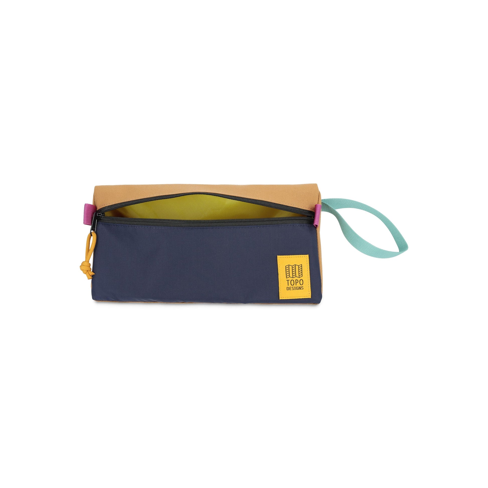 Front View of Topo Designs Dopp Kit in "Dark Khaki / Navy"