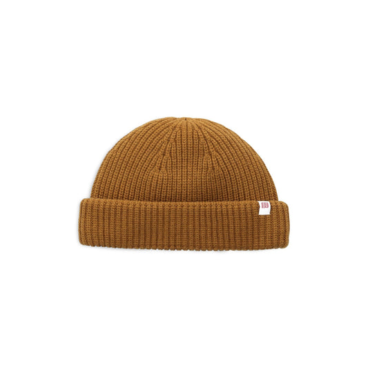 Front View of Topo Designs Global Beanie in "Dark Khaki"