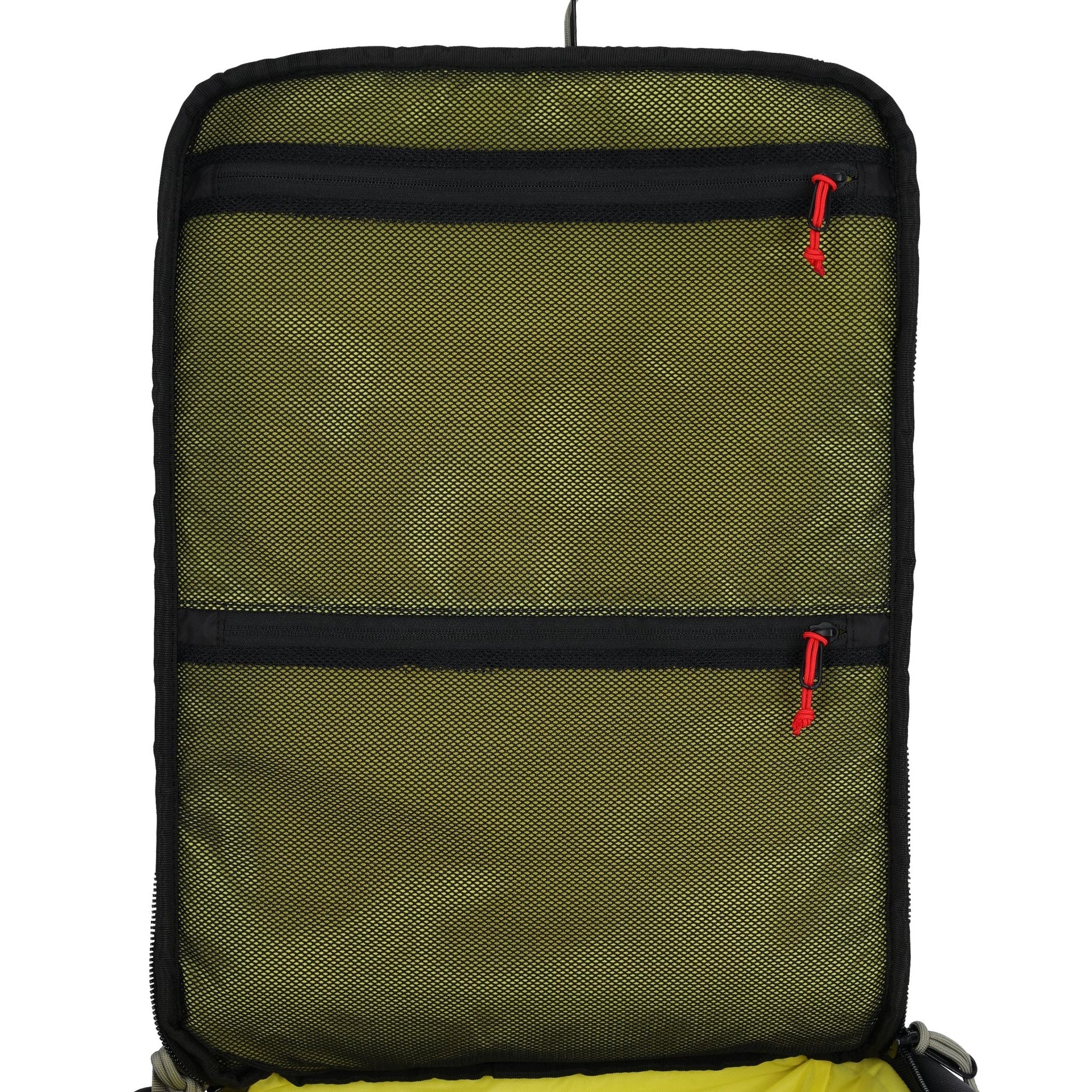 General detail shot of Topo Designs Global Travel Bag 30L in "Caribbean / Dark Khaki"