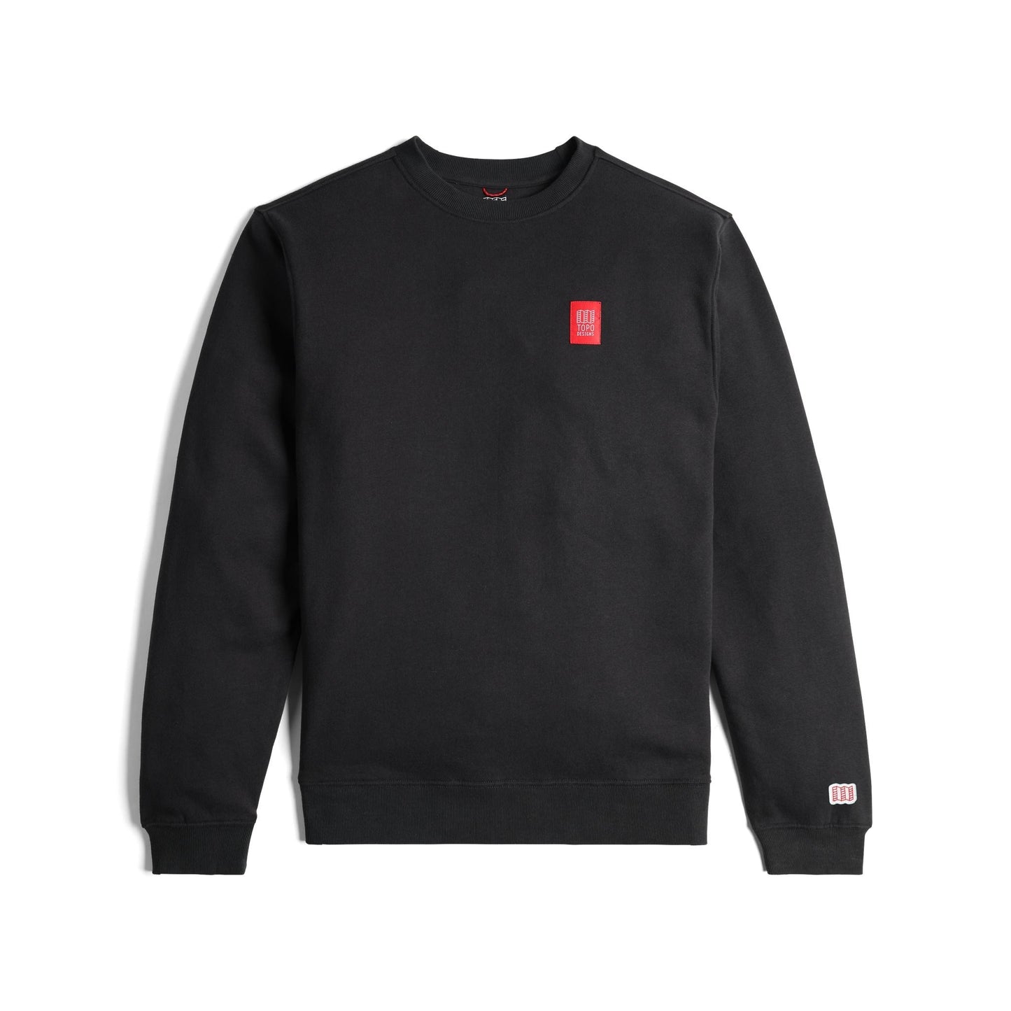 Front View of Topo Designs Label Sweatshirt - Unisex in "Black"