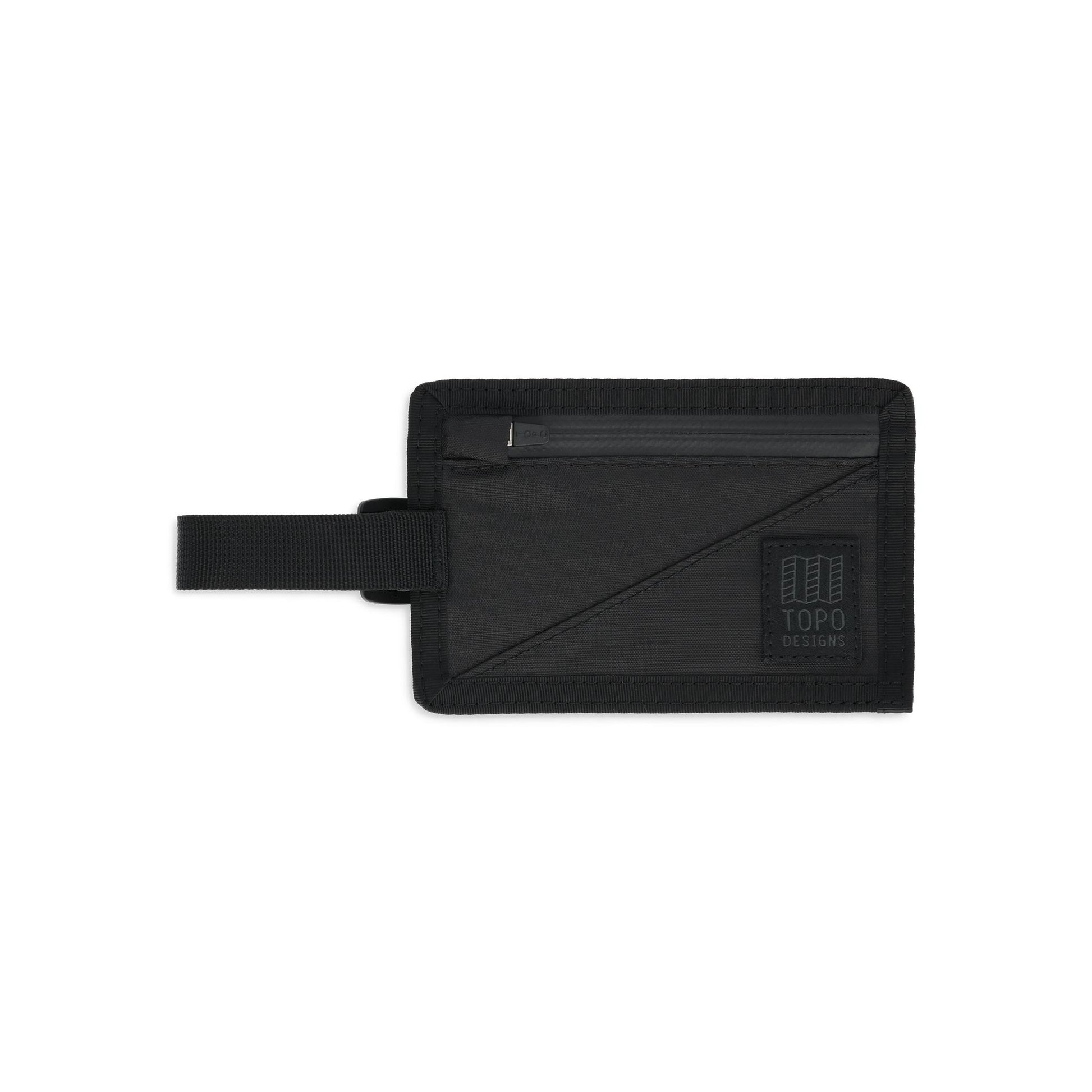 Front View of Topo Designs Luggage Tag in "Black / Black"