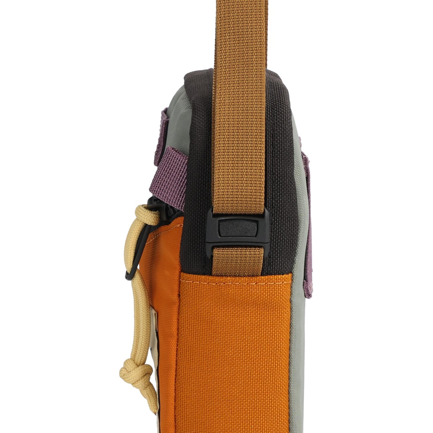 Detail shot of Topo Designs Mini Shoulder Bag in "Beetle / Spice"