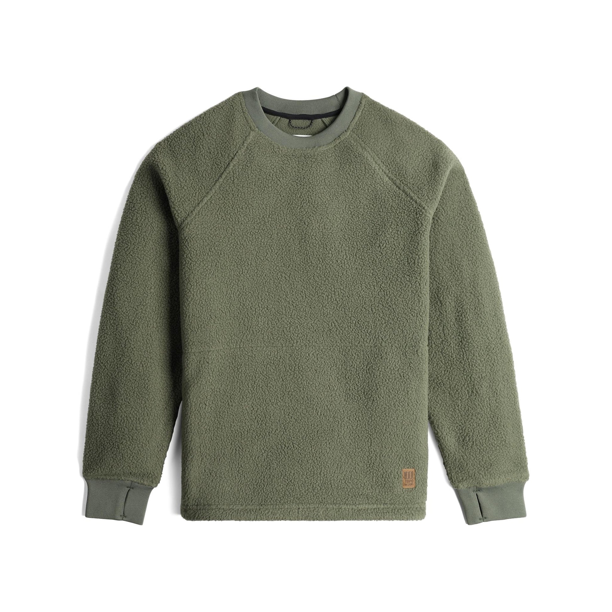 Front View of Topo Designs Mountain Fleece Crew in "Beetle"