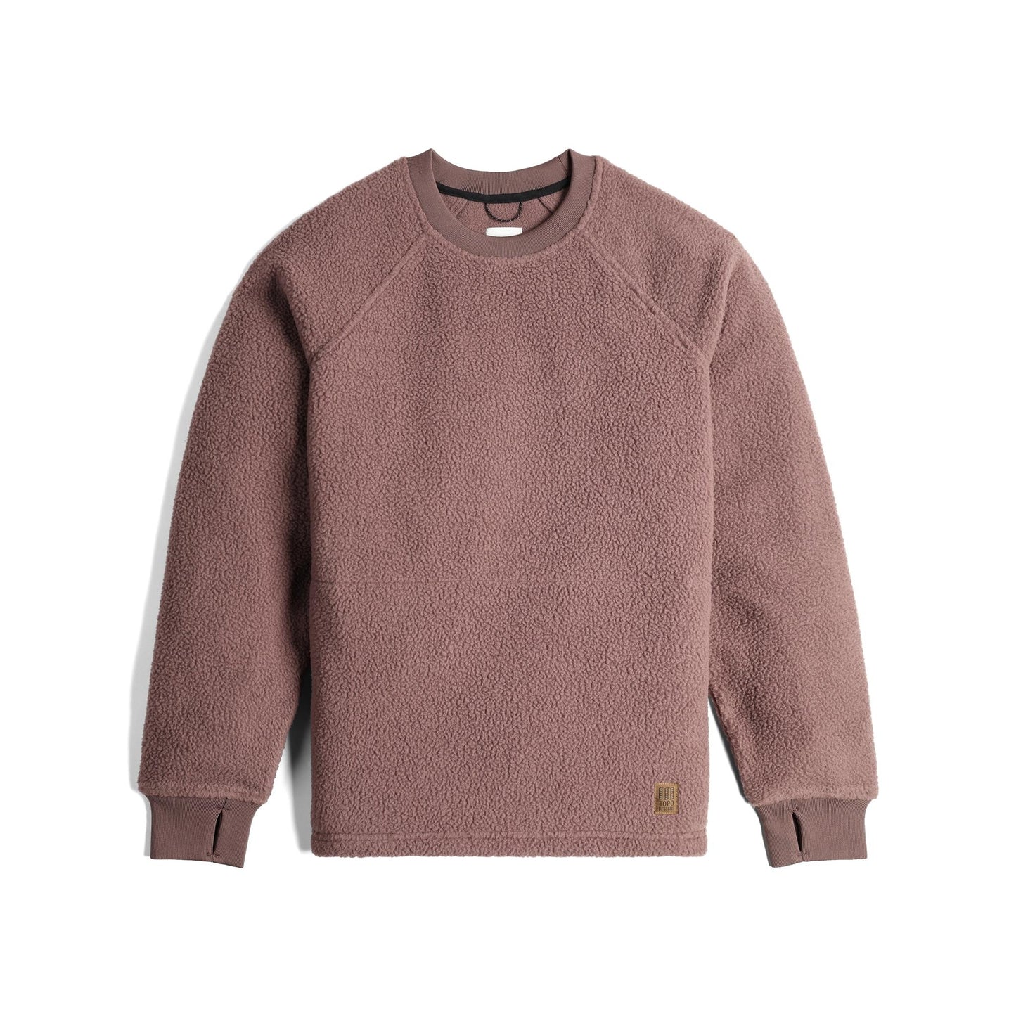 Front View of Topo Designs Mountain Fleece Crew in "Peppercorn"