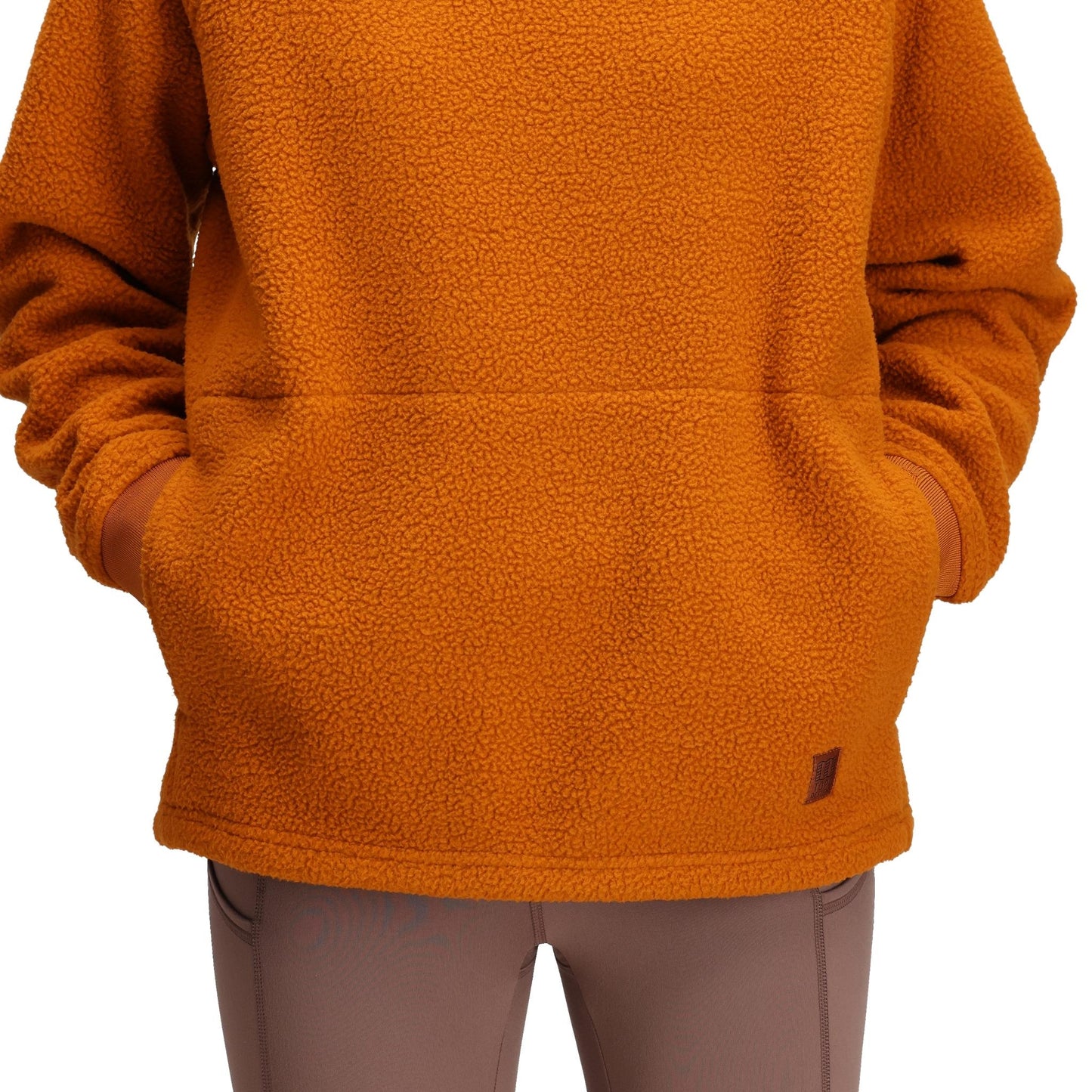 General Detail shot of Topo Designs Mountain Fleece Crew in "Spice"