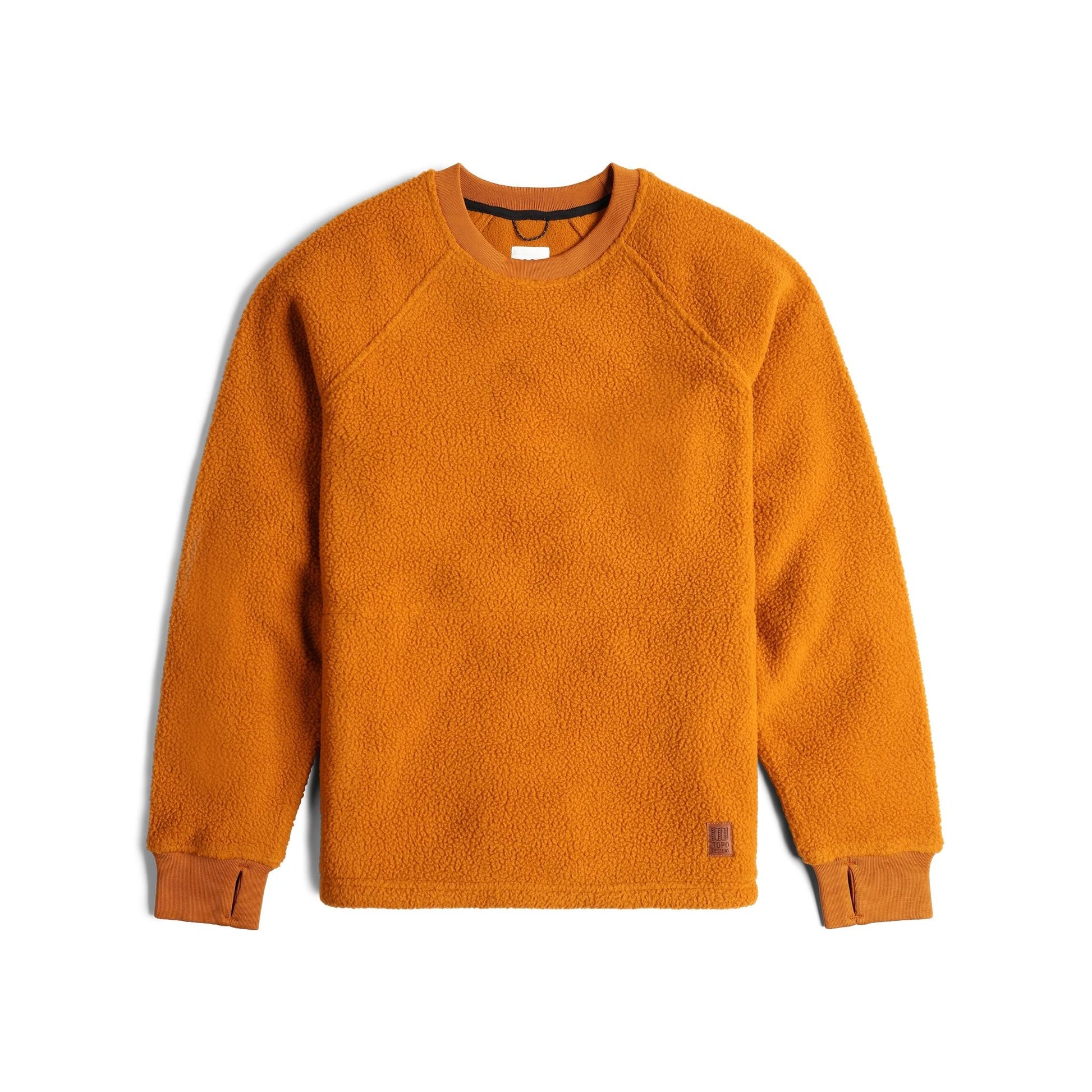 Front View of Topo Designs Mountain Fleece Crew in "Spice"