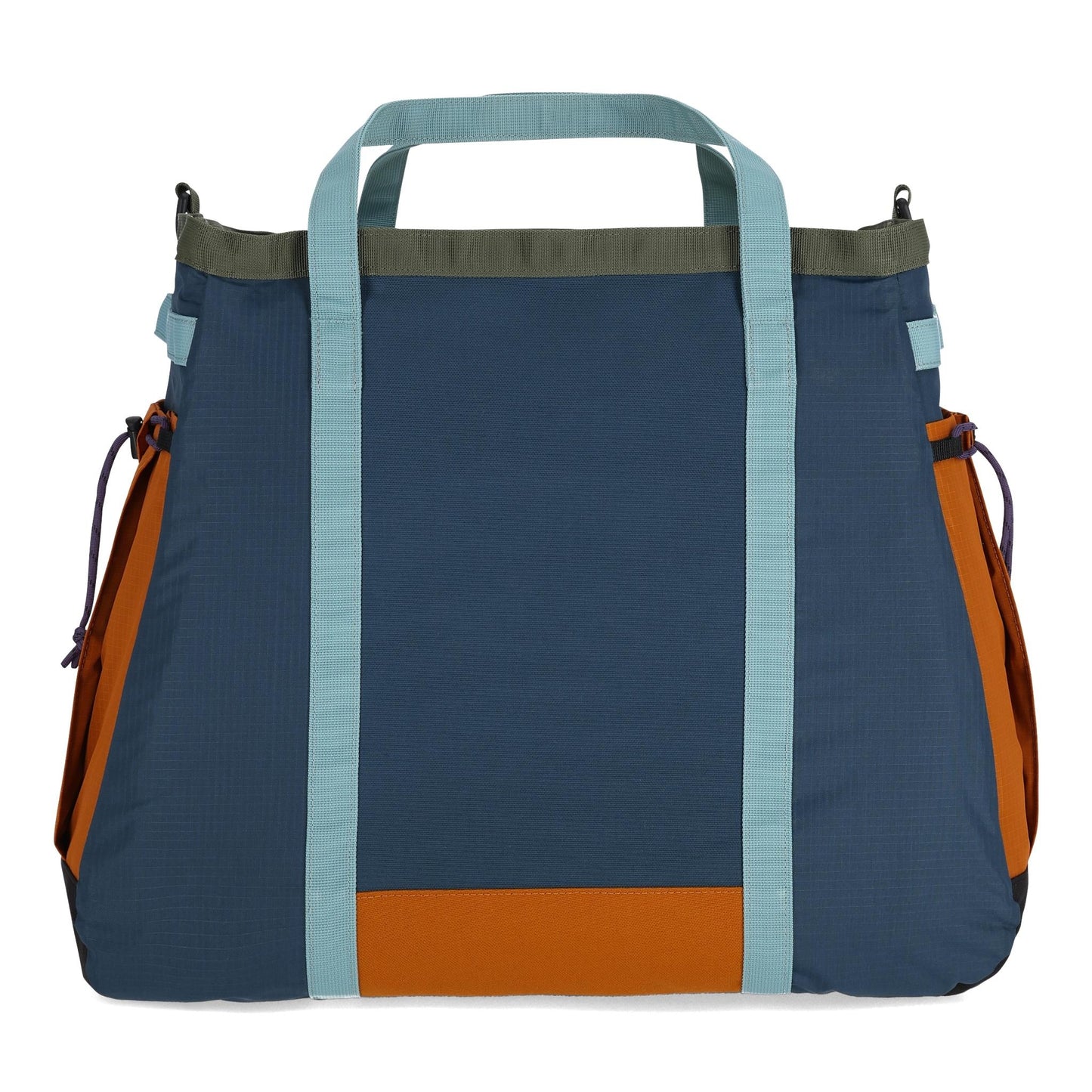 Back View of Topo Designs Mountain Gear Bag in "Pond Blue / Spice"