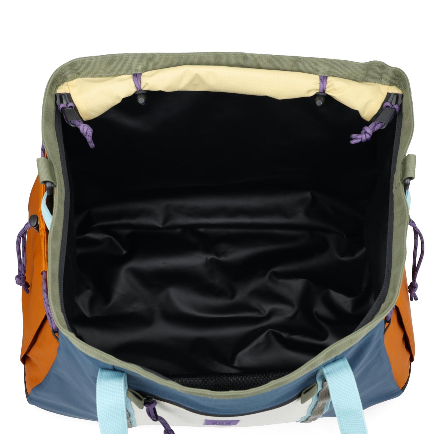 General Detail shot of Topo Designs Mountain Gear Bag in "Pond Blue / Spice"