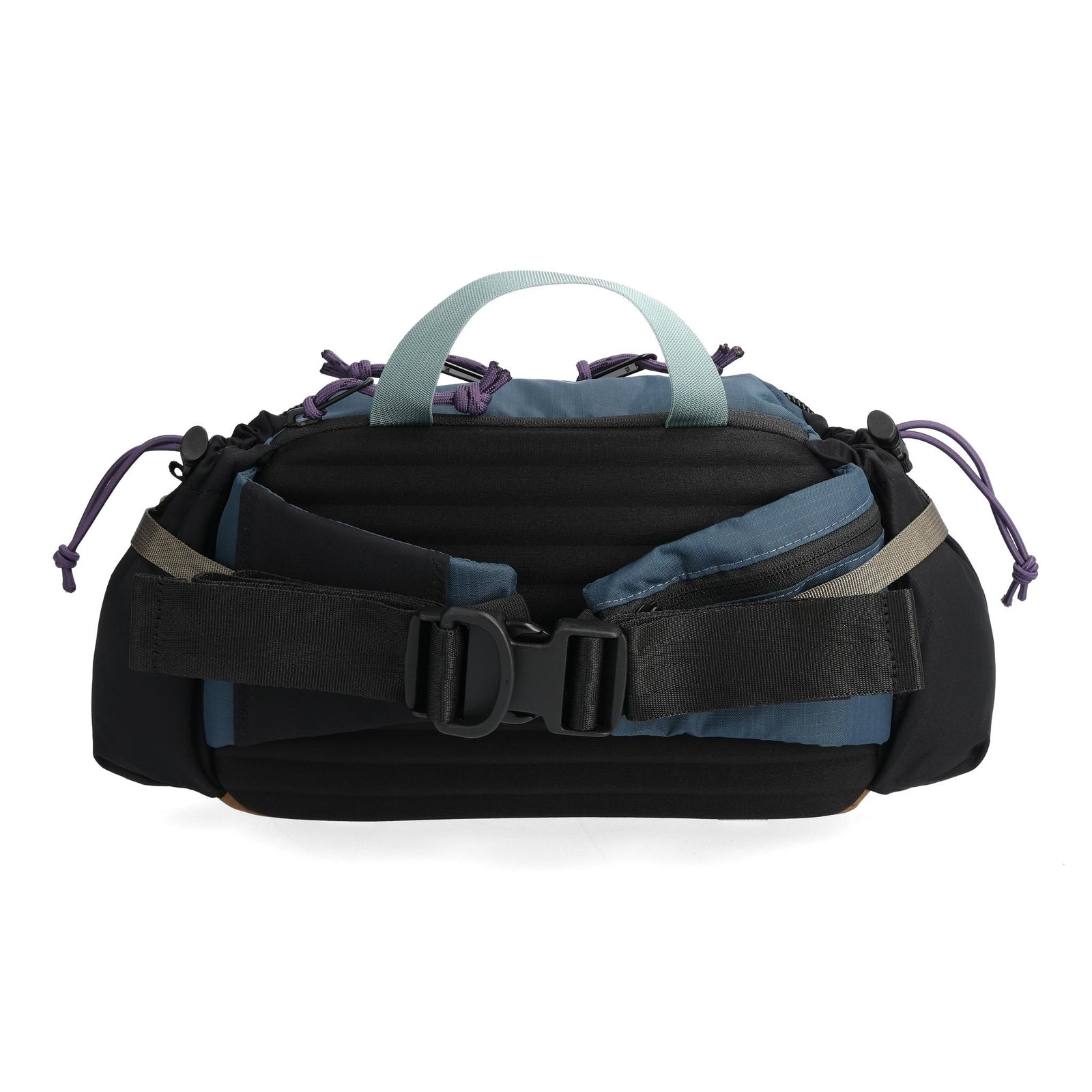 Back View of Topo Designs Mountain Hydro Hip Pack in "Pond Blue / Spice"