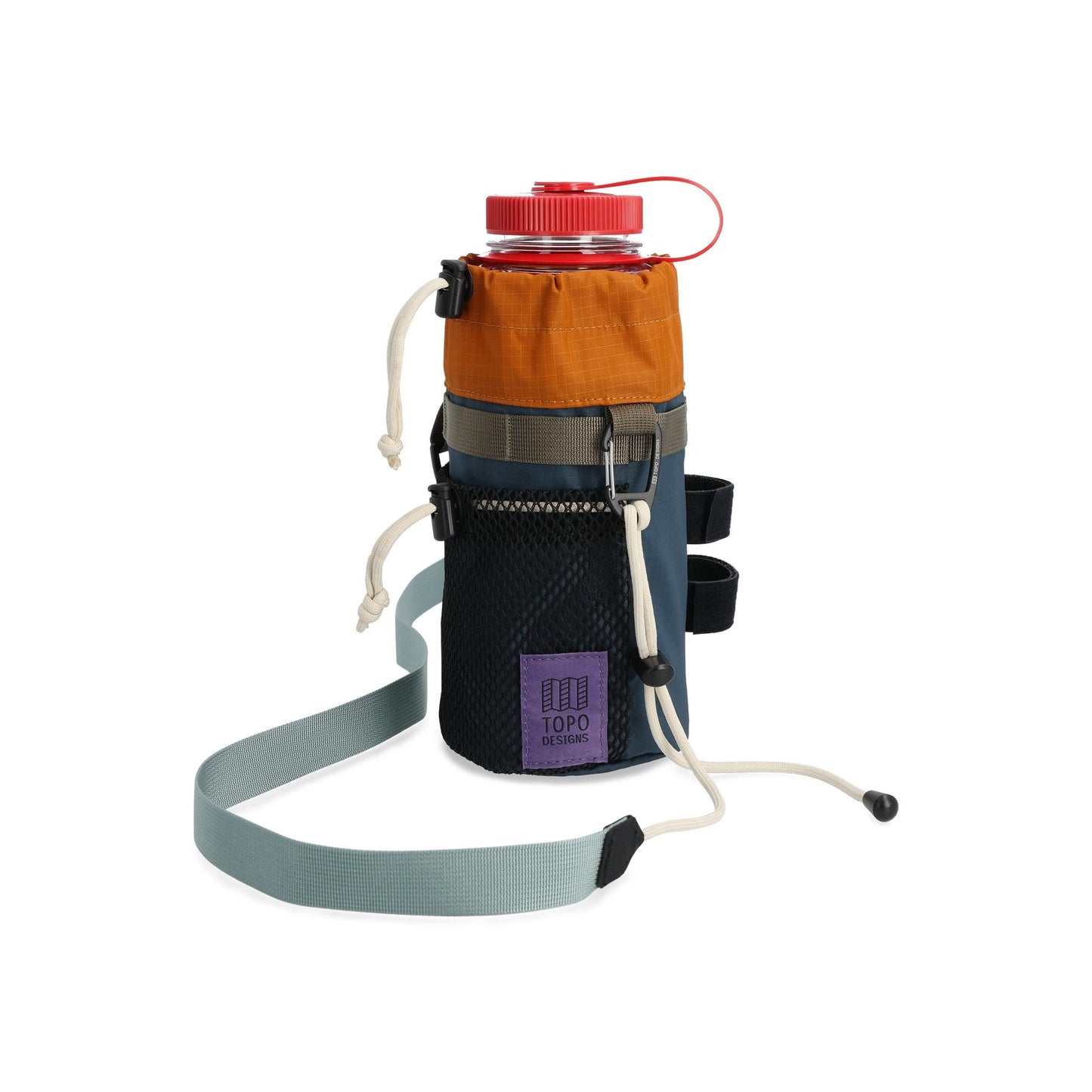 Front View of Topo Designs Mountain Hydro Sling in "Pond Blue / Spice"