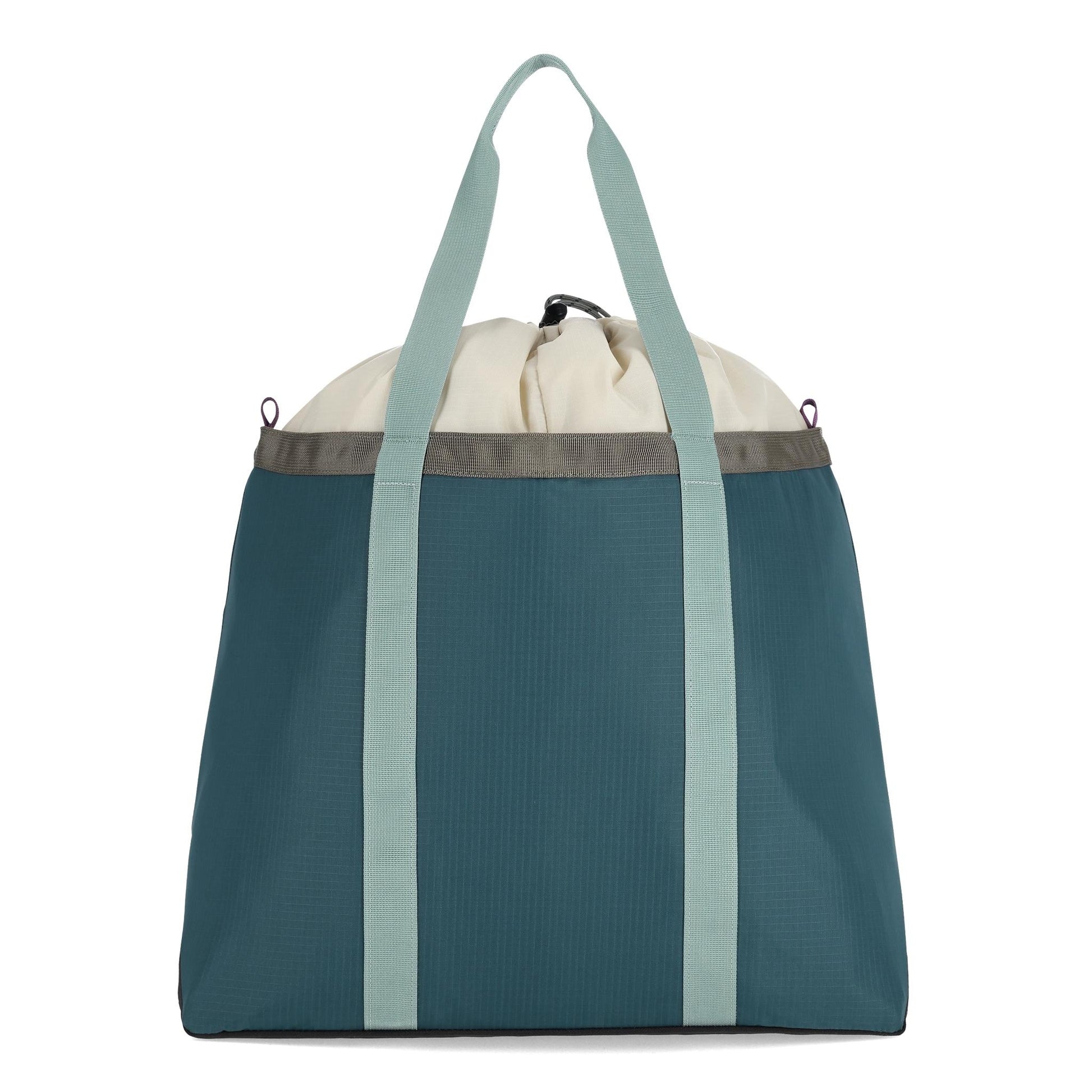 Back View of Topo Designs Mountain Utility Tote in "Pond Blue / Spice"