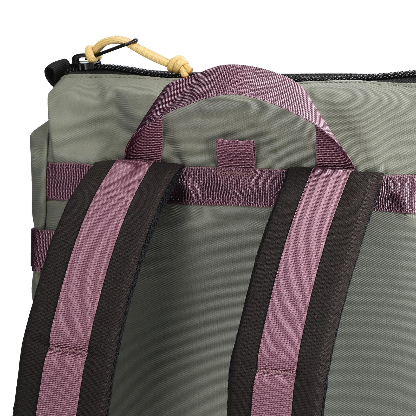Detail shot of Topo Designs Rover Pack Classic in "Beetle / Spice"