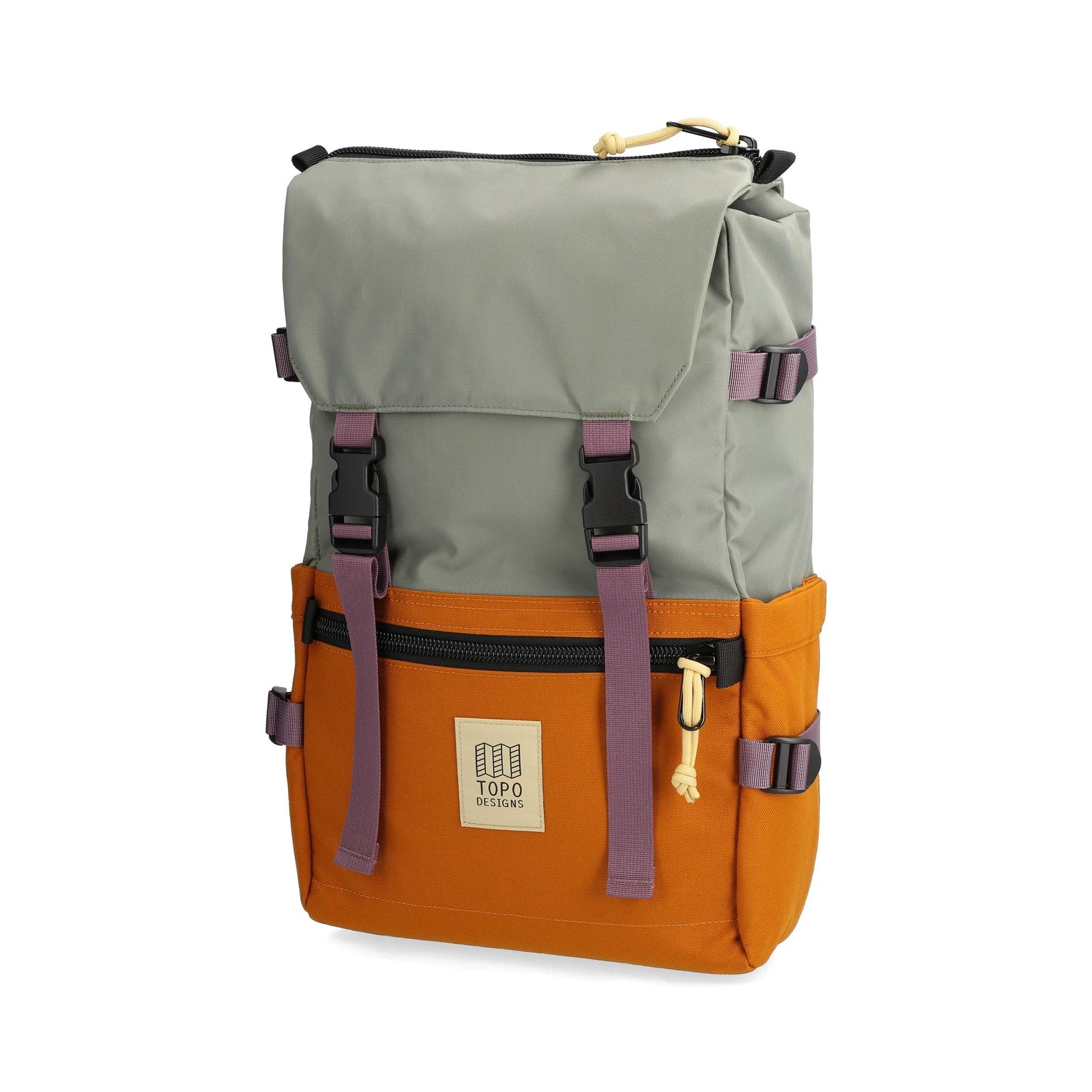 Front View of Topo Designs Rover Pack Classic in "Beetle / Spice"