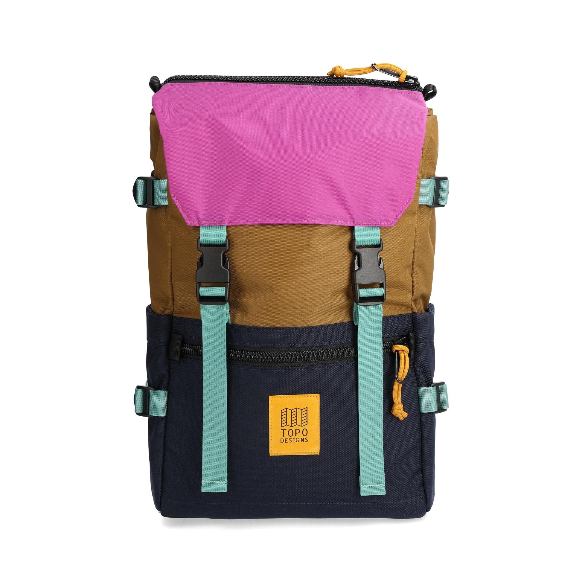 Front View of Topo Designs Rover Pack Classic in "Dark Khaki / Navy"