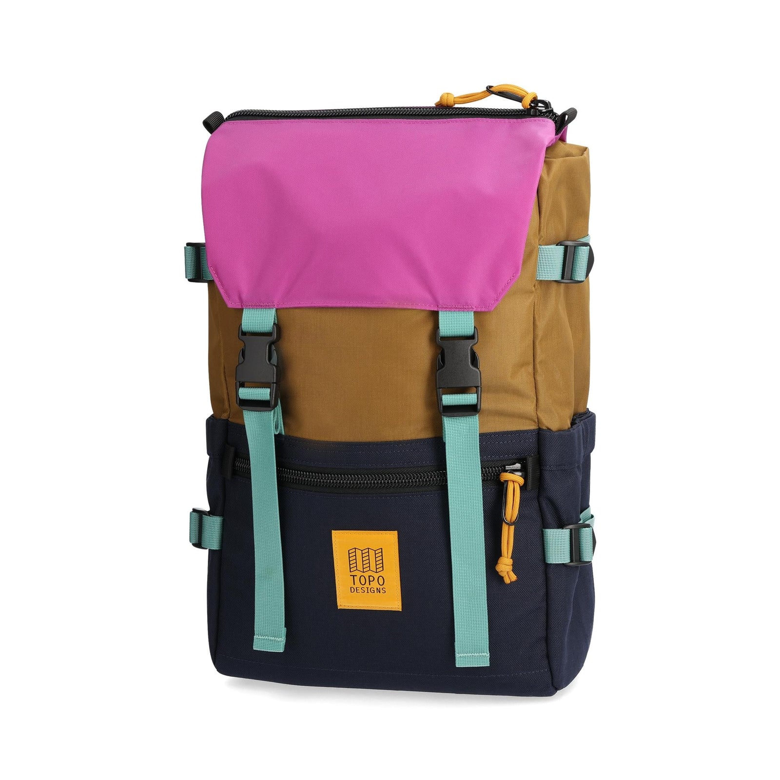 Front View of Topo Designs Rover Pack Classic in "Dark Khaki / Navy"