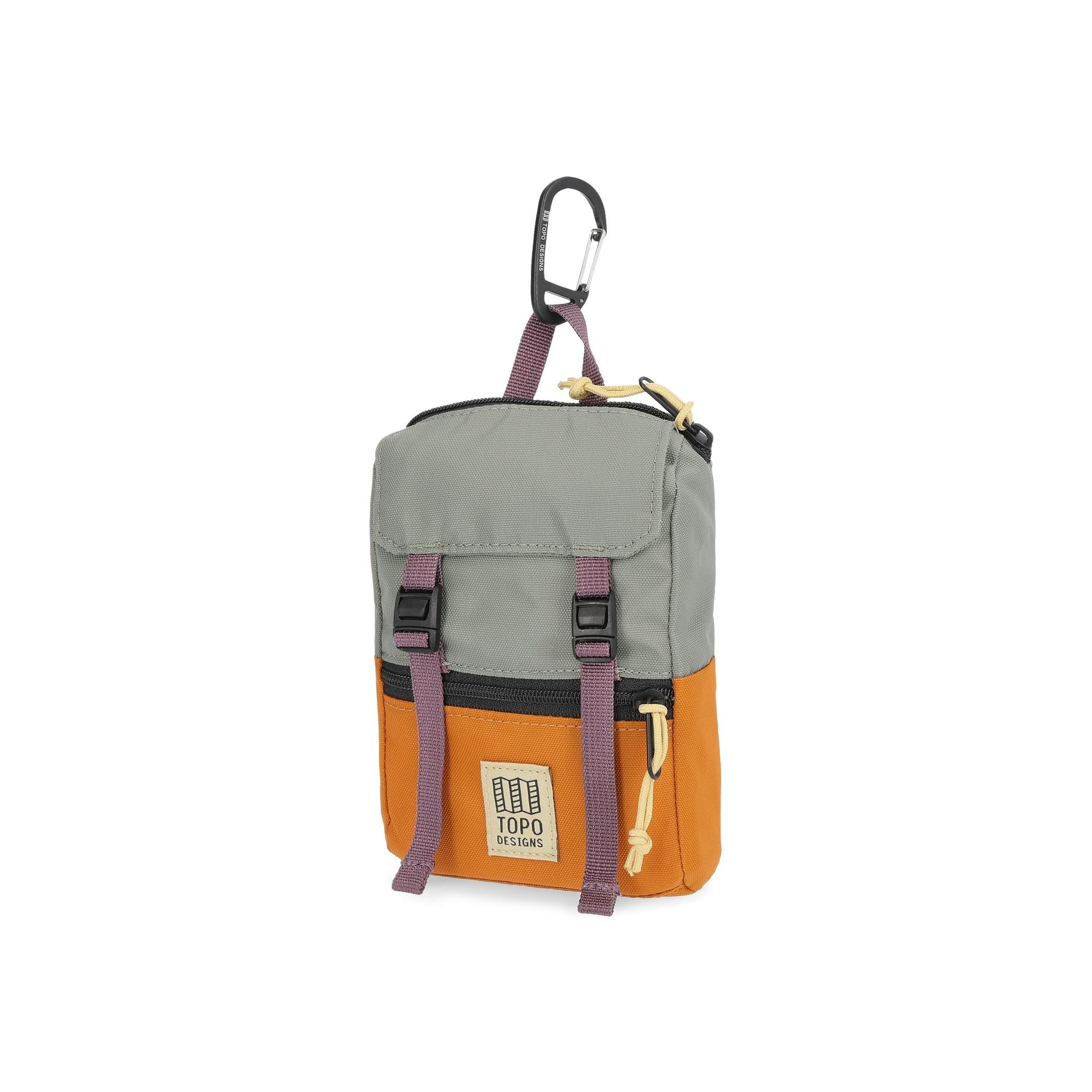 Front View of Topo Designs Rover Pack Micro in "Beetle / Spice"