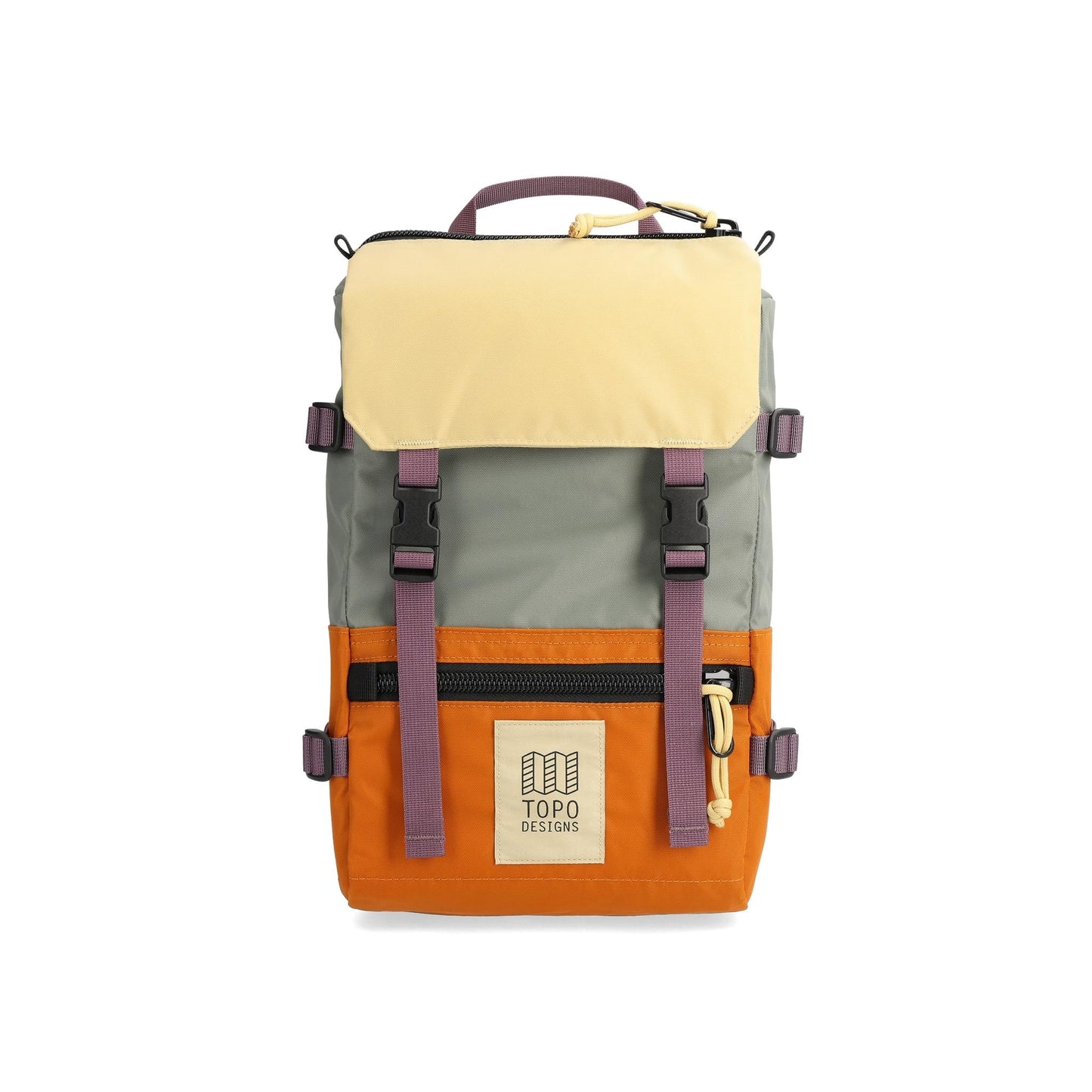 Front View of Topo Designs Rover Pack Mini in "Beetle / Spice"