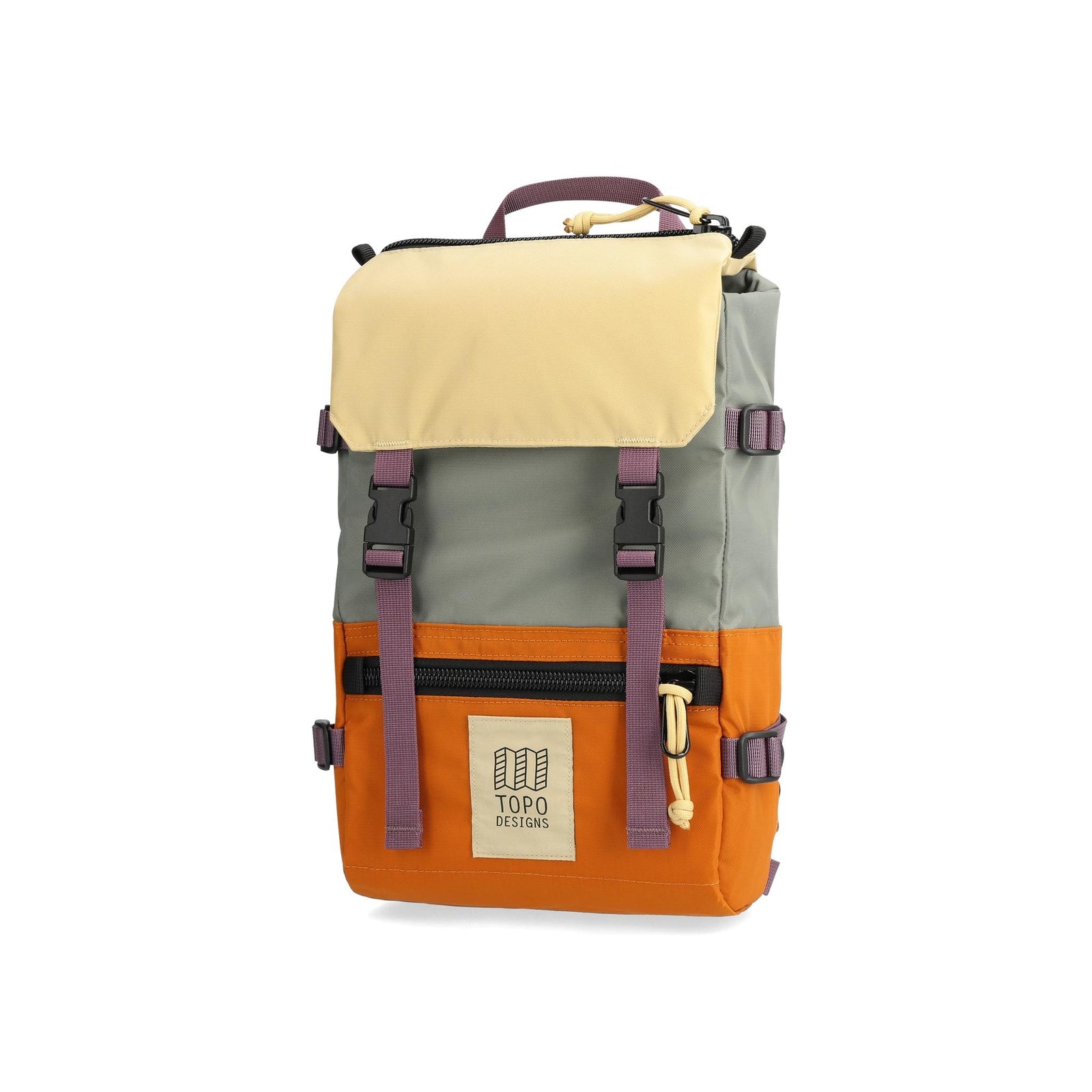 Front View of Topo Designs Rover Pack Mini in "Beetle / Spice"