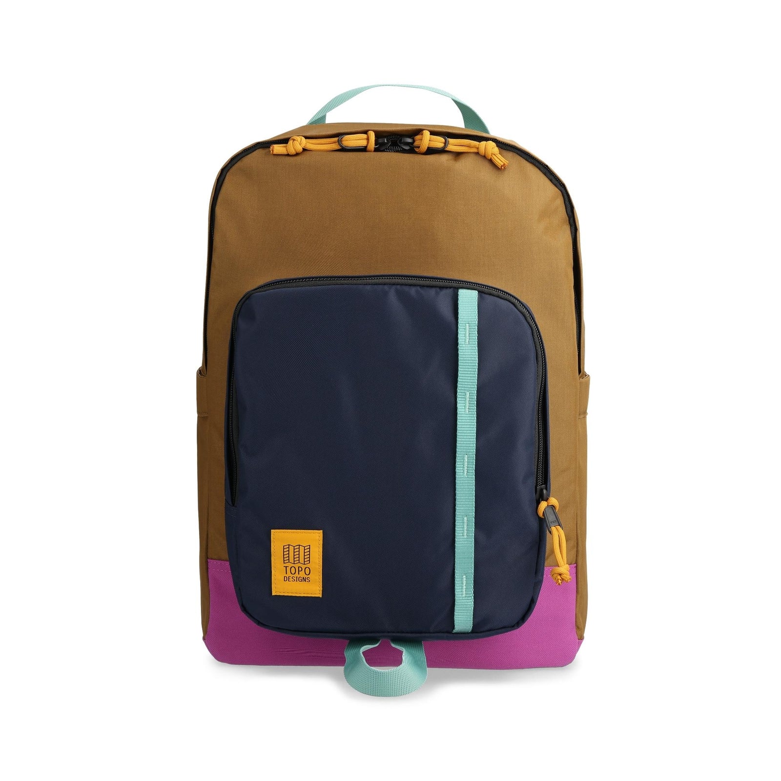 Front View of Topo Designs Session Pack in "Dark Khaki / Navy"