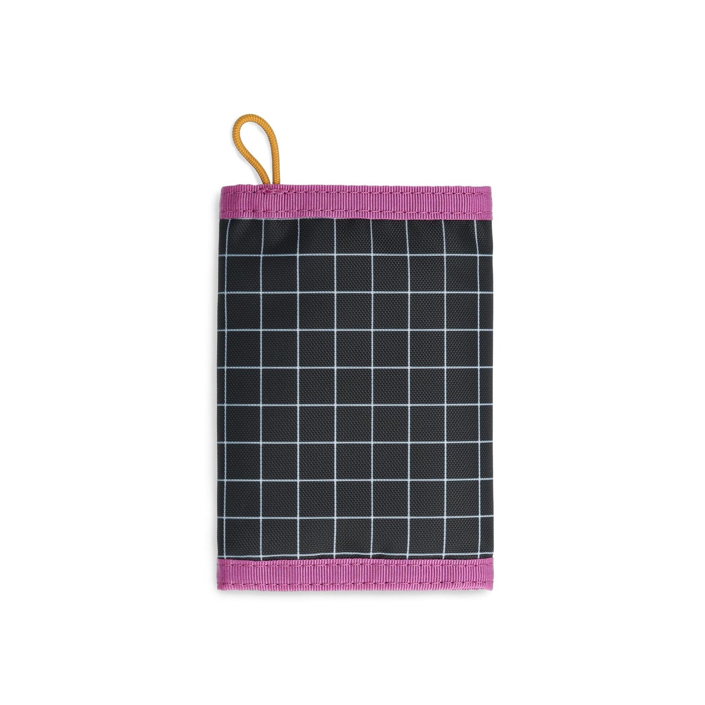 Back View of Topo Designs Tri-Fold Wallet in "Black / White Grid Print"