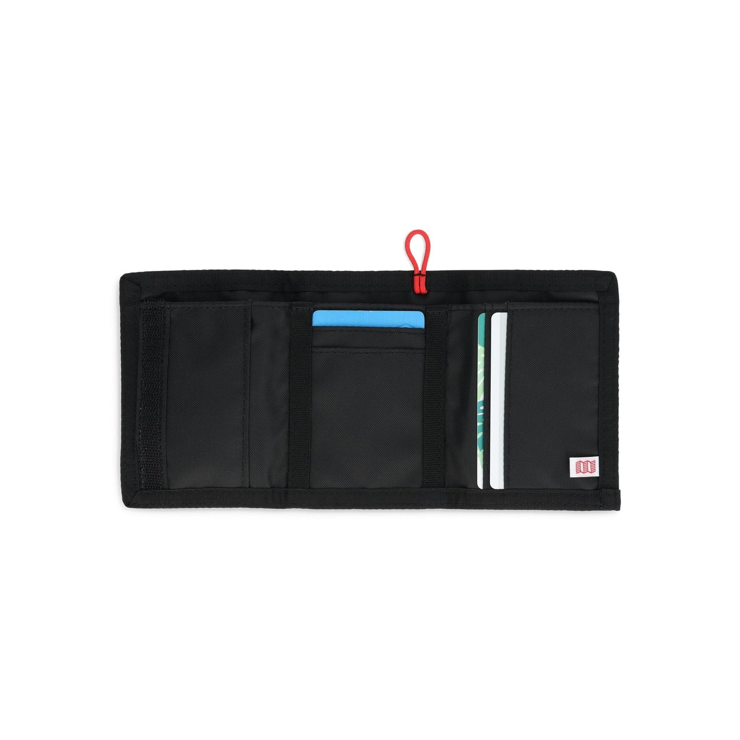 Front View of Topo Designs Tri-Fold Wallet in "Black"