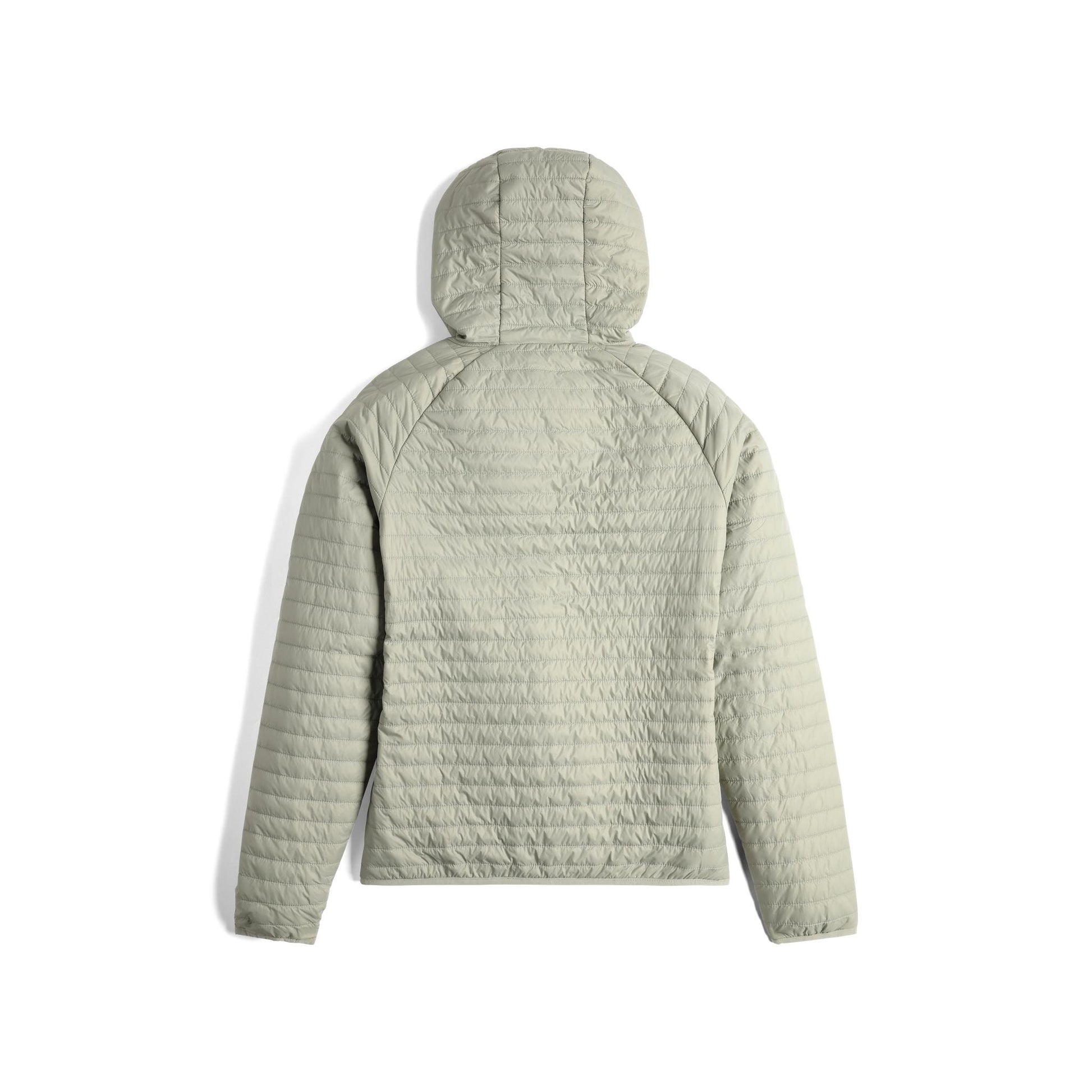 Back View of Topo Designs Global Puffer Hoodie - Women's in "Dried Sage"