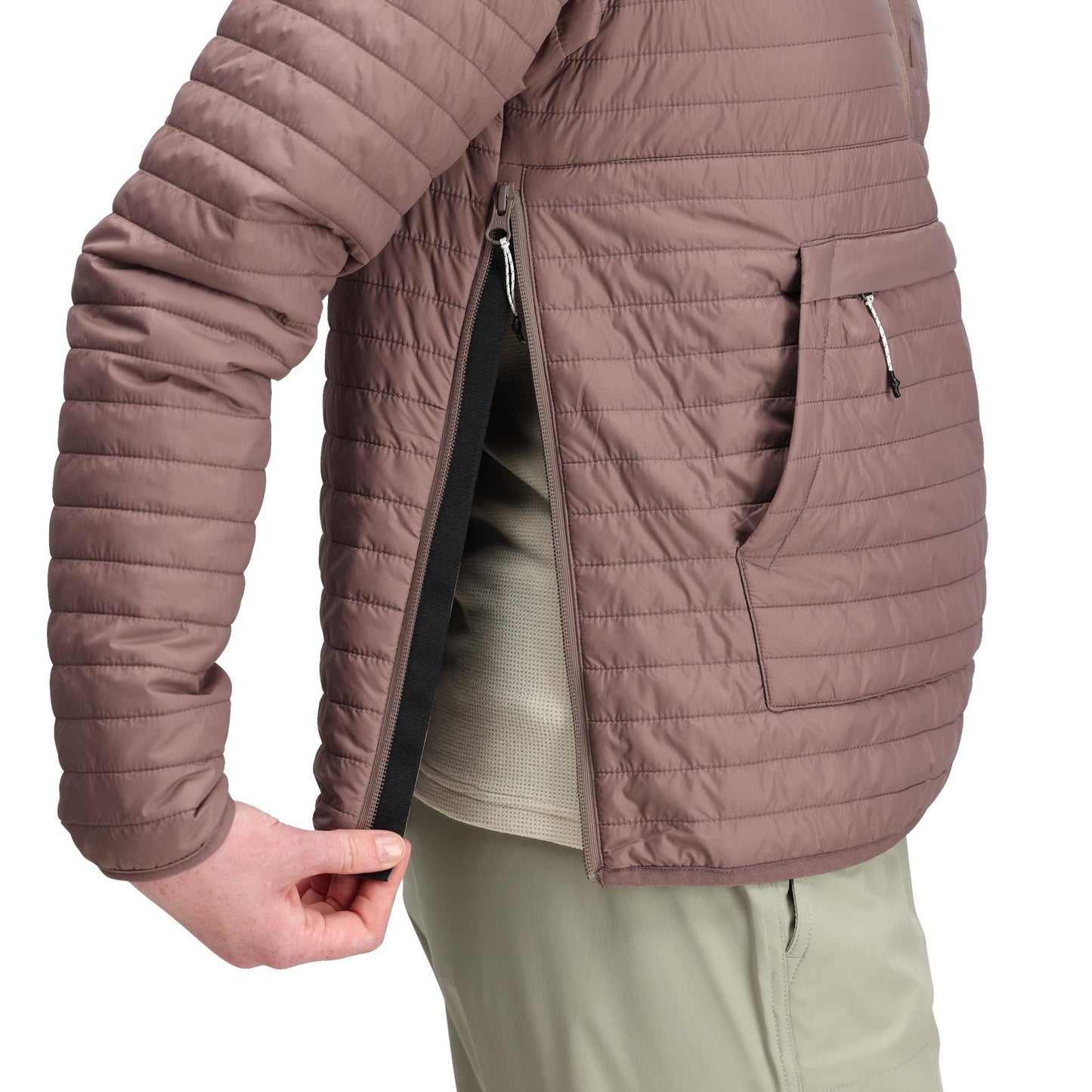 General Detail shot of Topo Designs Global Puffer Pullover - Women's  in "Peppercorn"