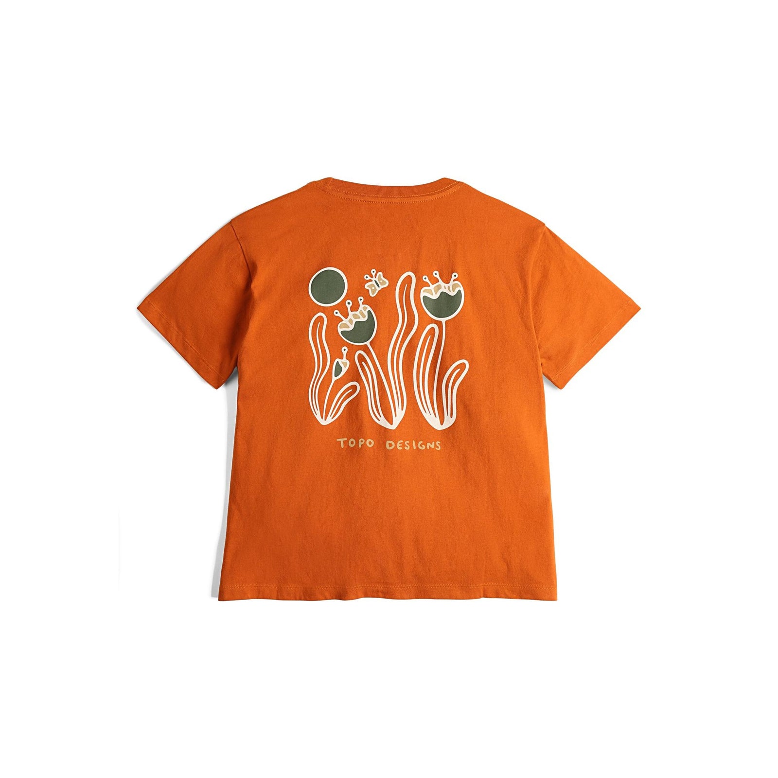 Back View of Topo Designs Meadow Tee - Women's in "Clay"