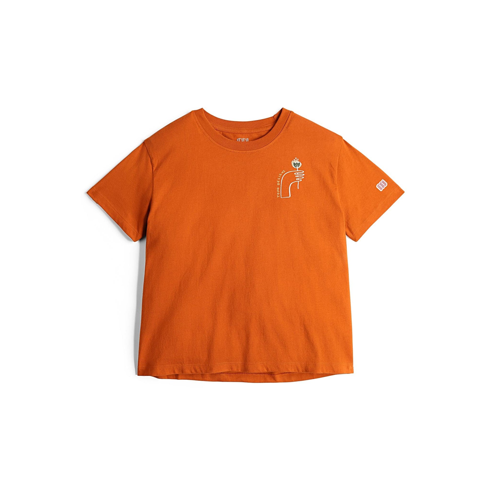 Front View of Topo Designs Meadow Tee - Women's in "Clay"