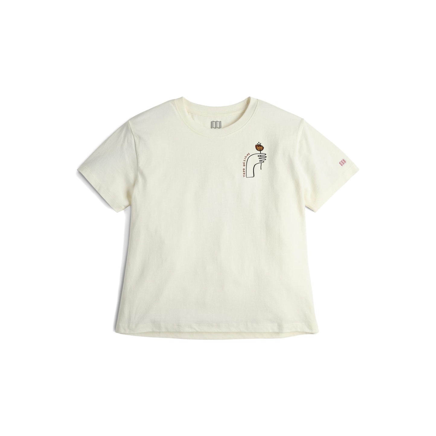 Front View of Topo Designs Meadow Tee - Women's in "Natural"