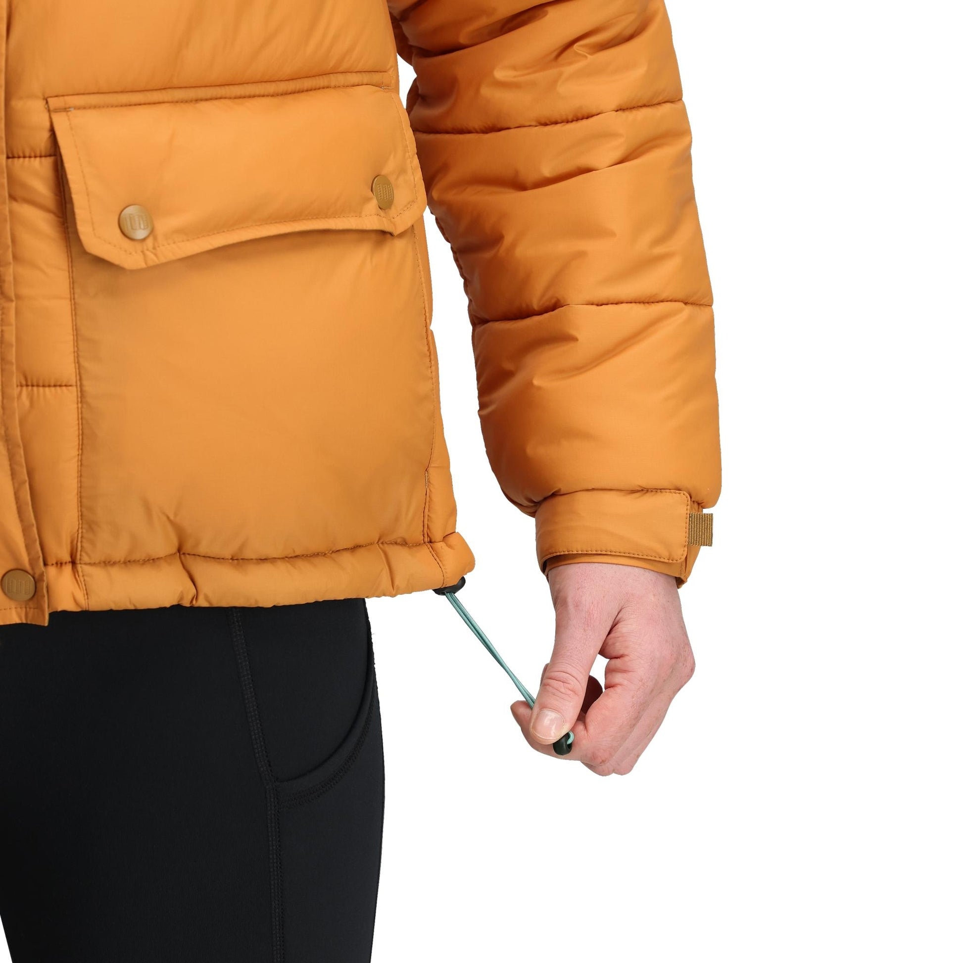 General Detail shot of Topo Designs Retro Ridge Puffer Jacket - Women's  in "Dark Khaki / Spice"