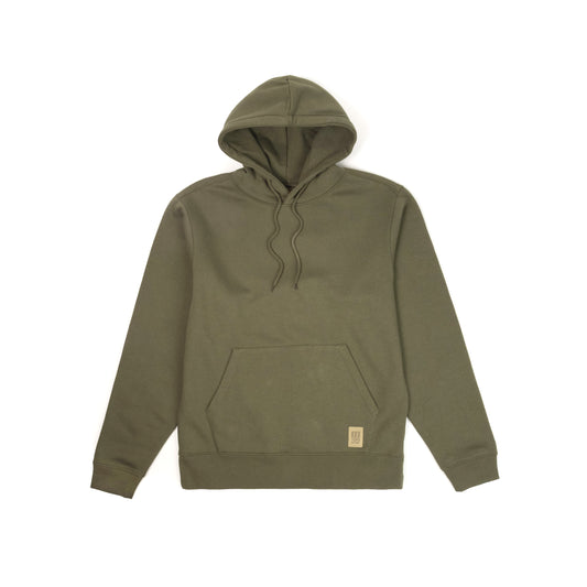 Front View of Topo Designs Alpine High Label Hoodie in "Beetle"