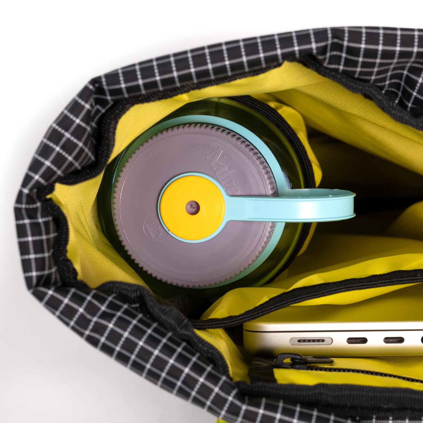 General Detail shot of Topo Designs Cosmos Backpack in "Aura / Black"