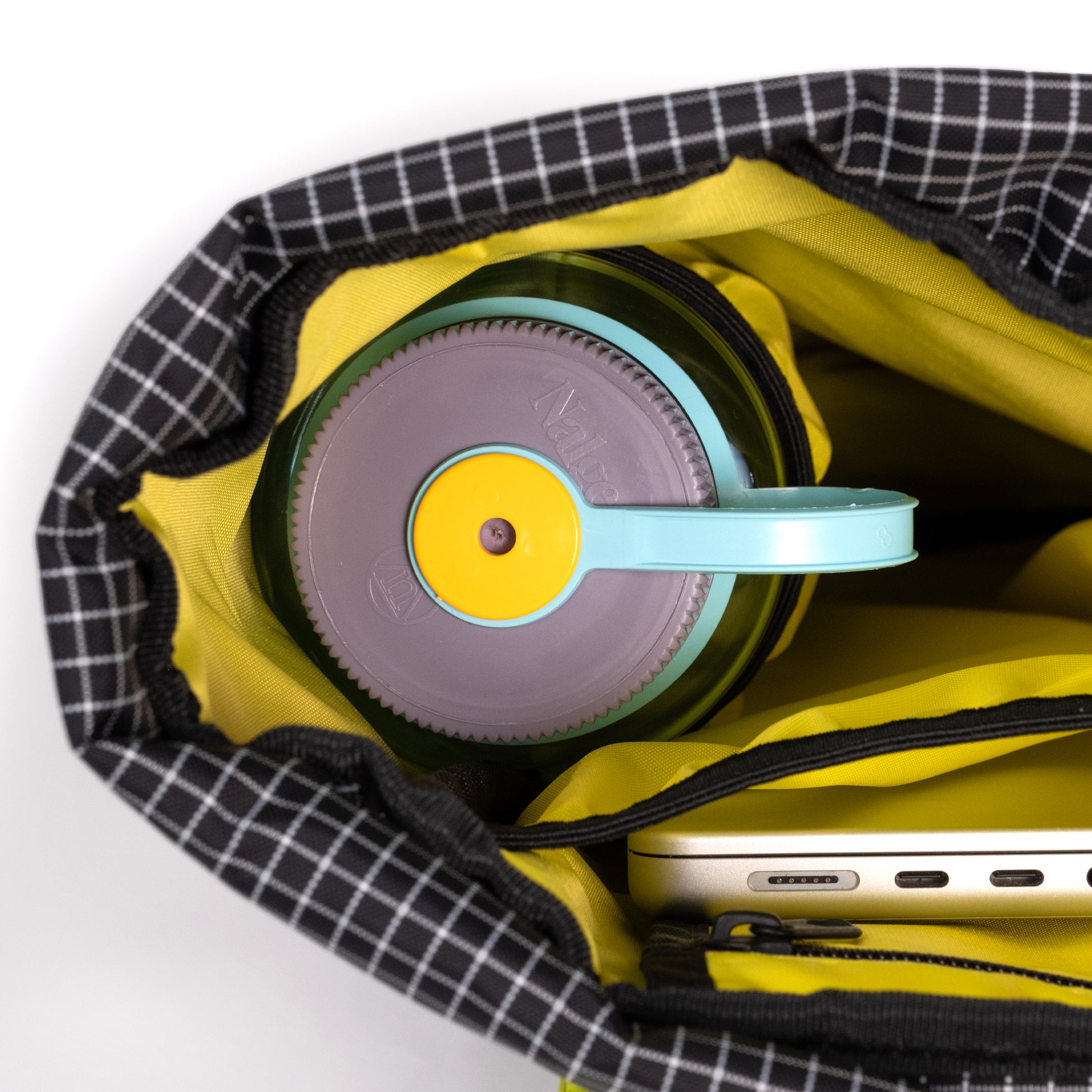 General Detail shot of Topo Designs Cosmos Backpack in "Aura / Black"