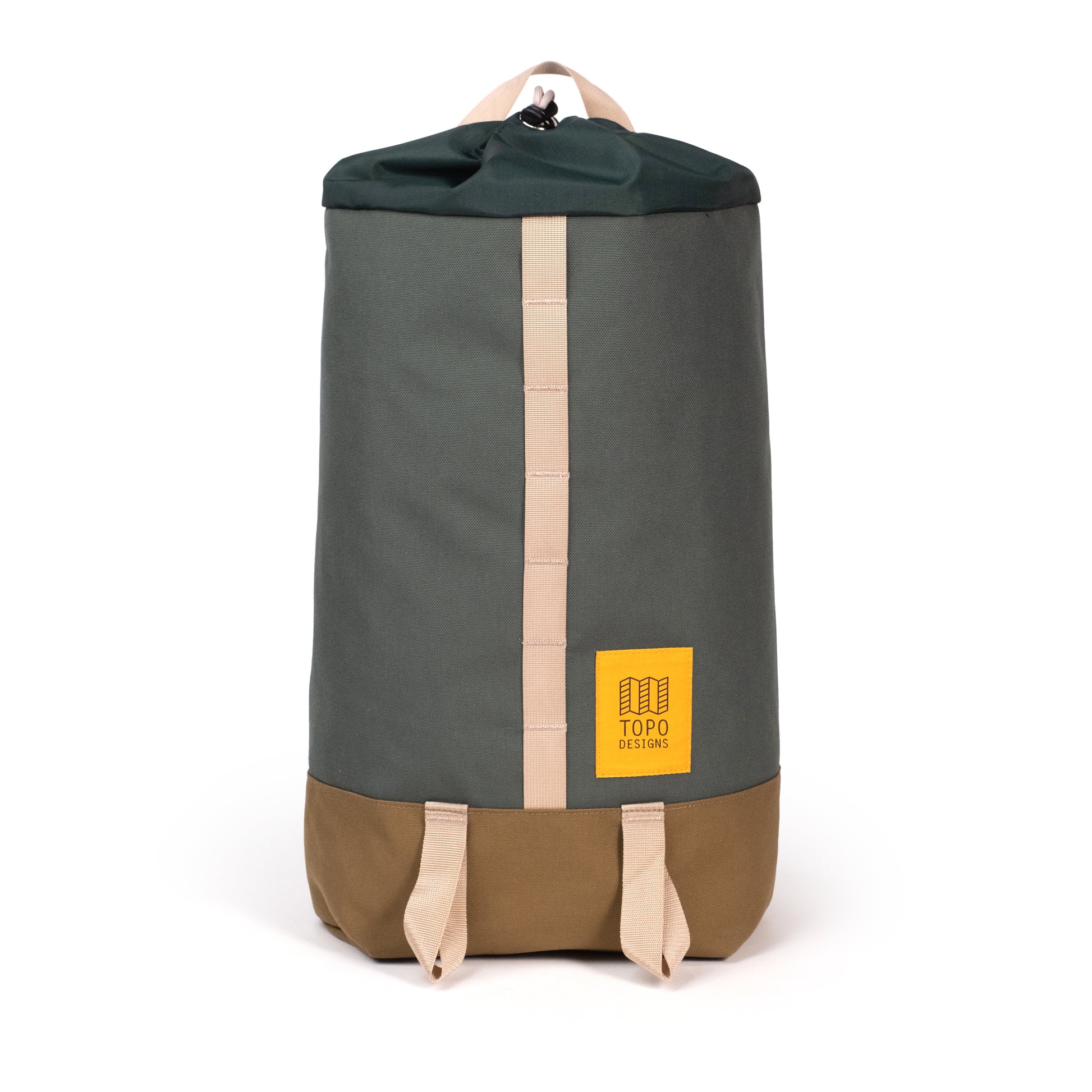 Front View of Topo Designs Cosmos Backpack in "Forest / Desert Palm"